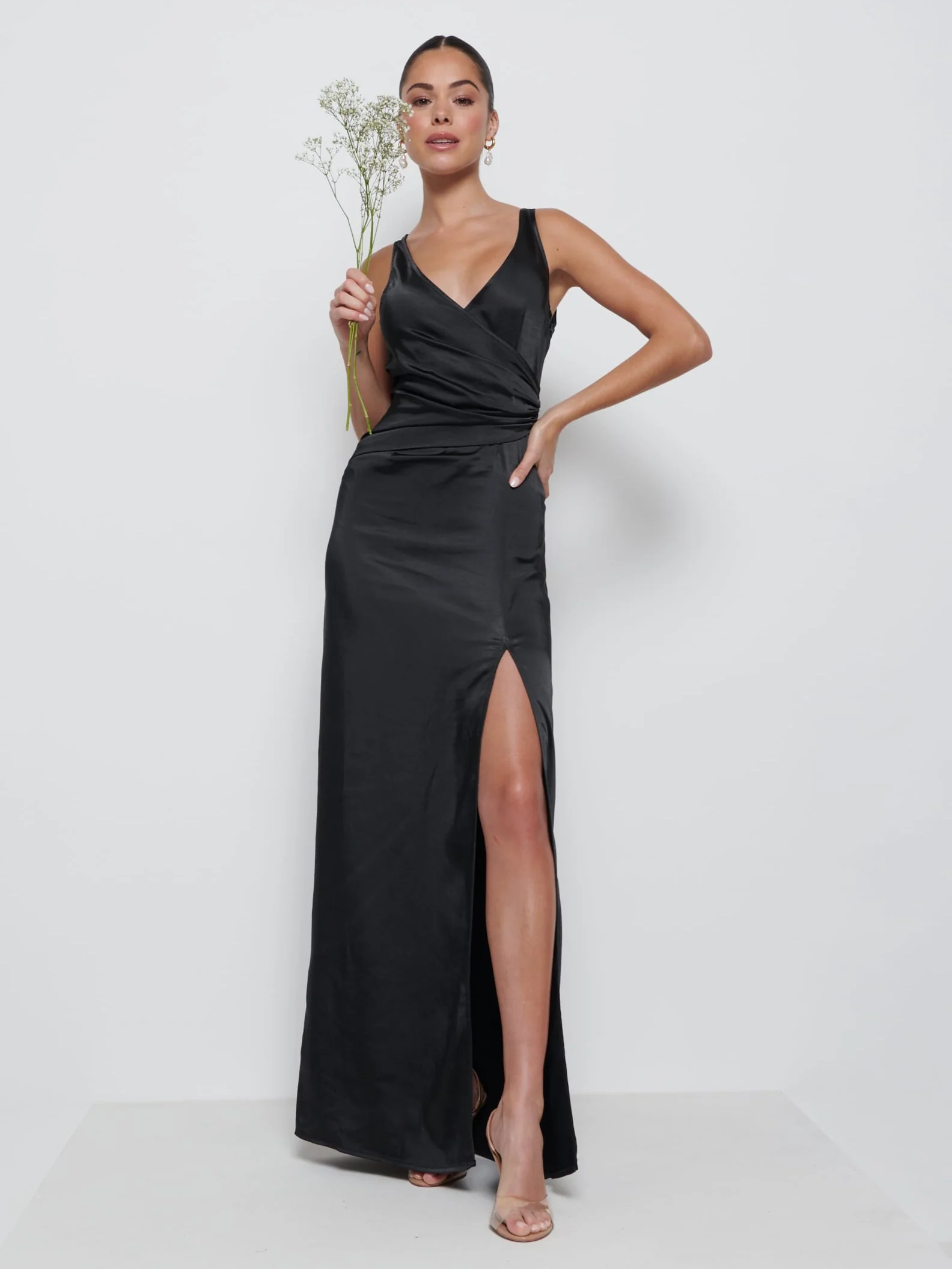 Esmee Wrap Maxi Bridesmaid Dress - Black