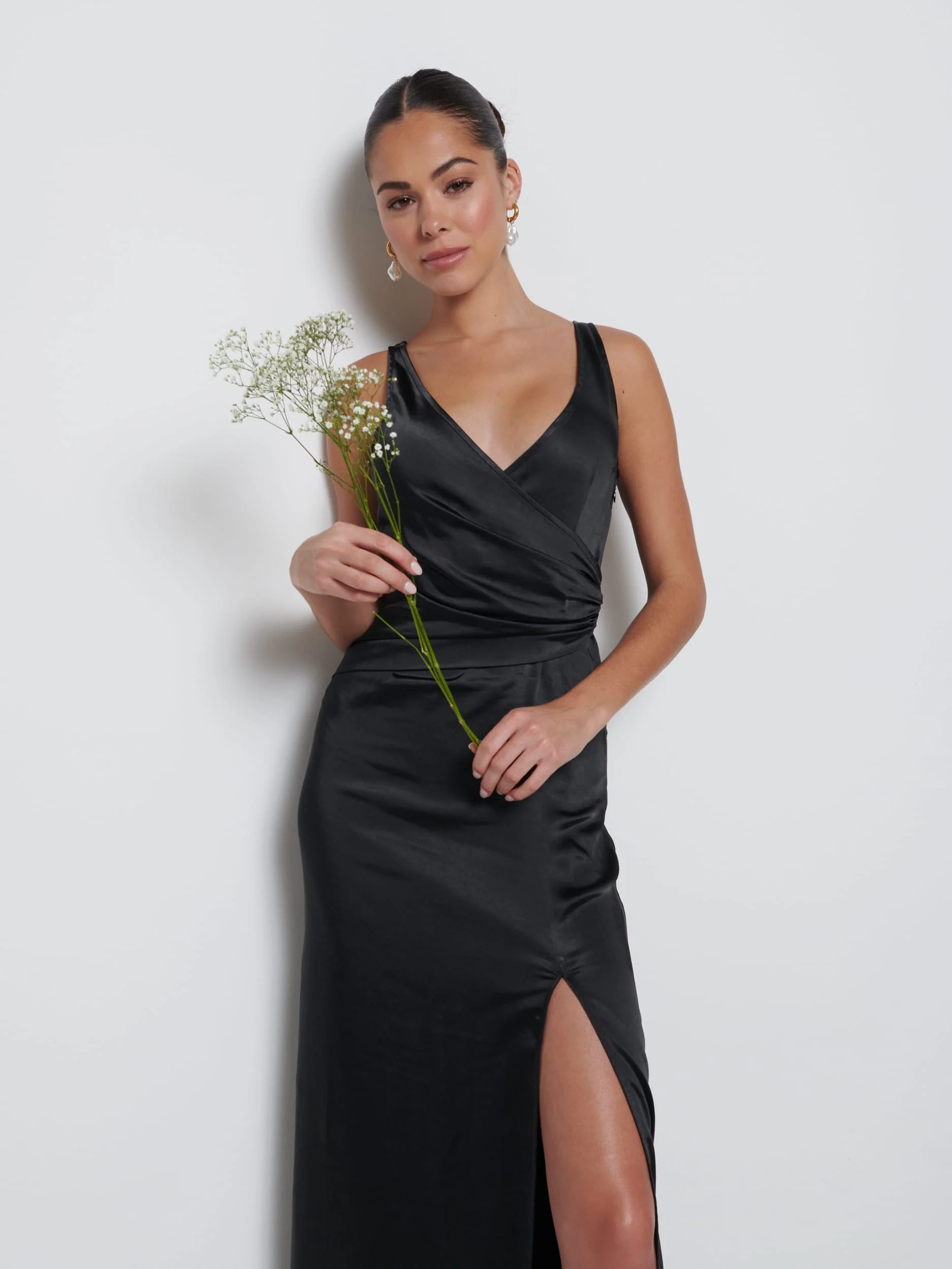 Esmee Wrap Maxi Bridesmaid Dress - Black - Image 2