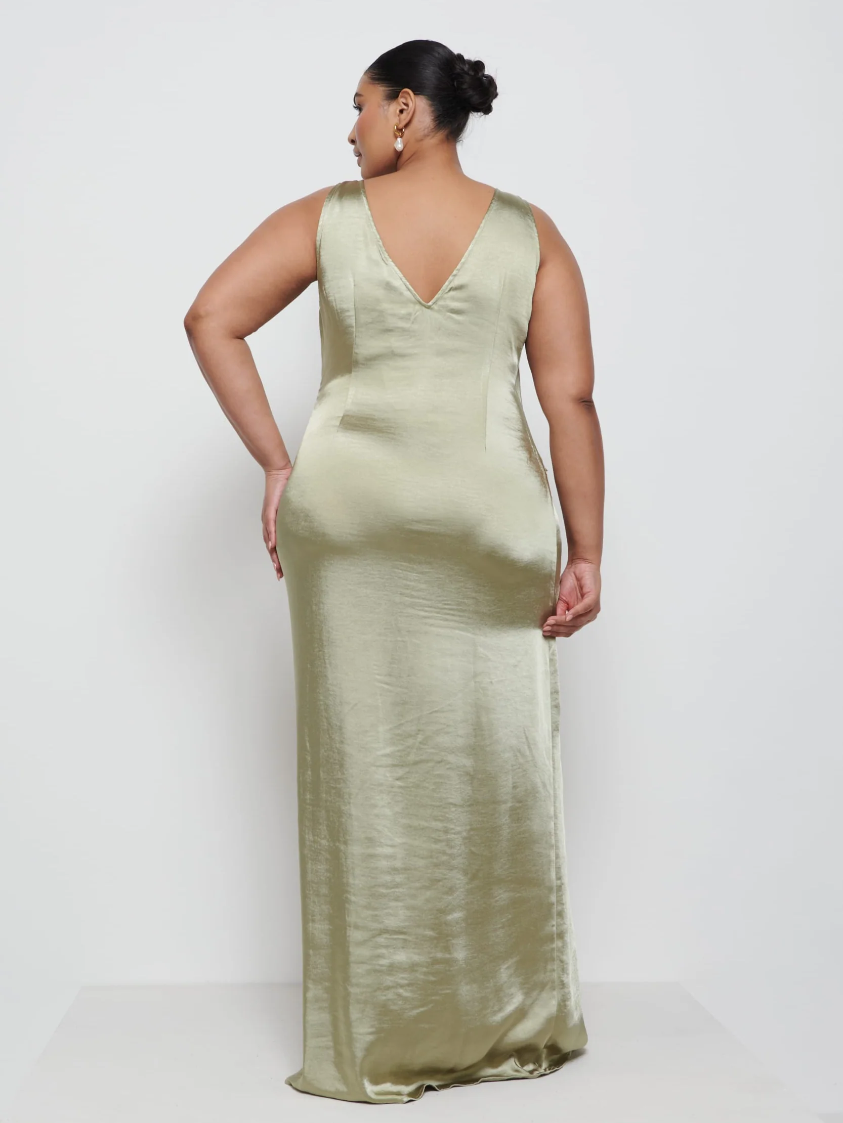 Esmee Wrap Maxi Bridesmaid Dress Curve - Olive - Image 3