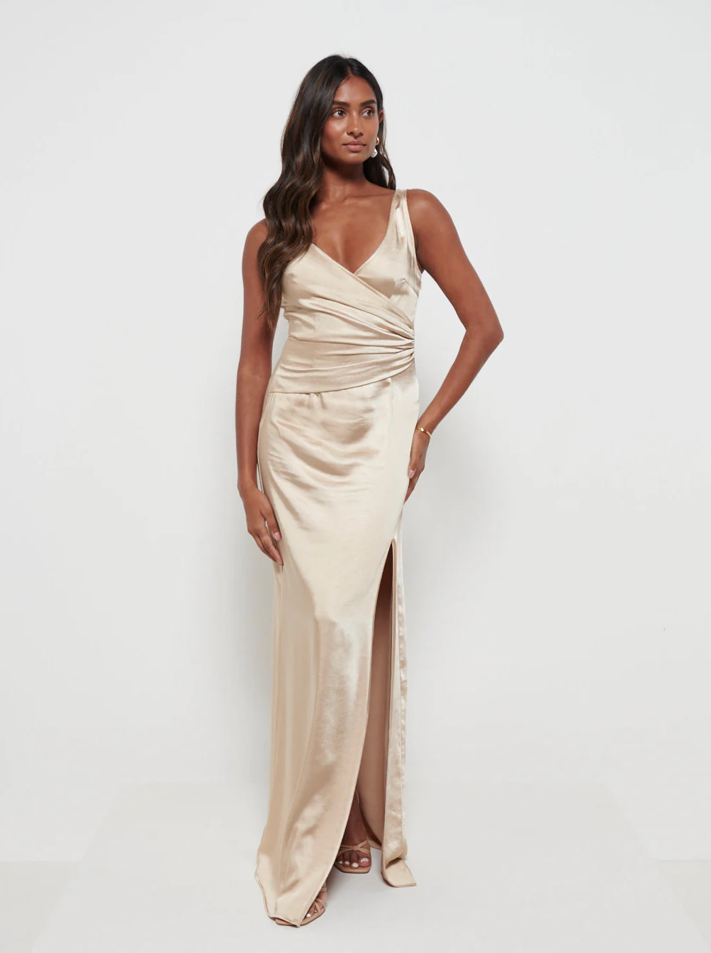 Esmee Wrap Maxi Bridesmaid Dress - Matte Bronze - Image 4
