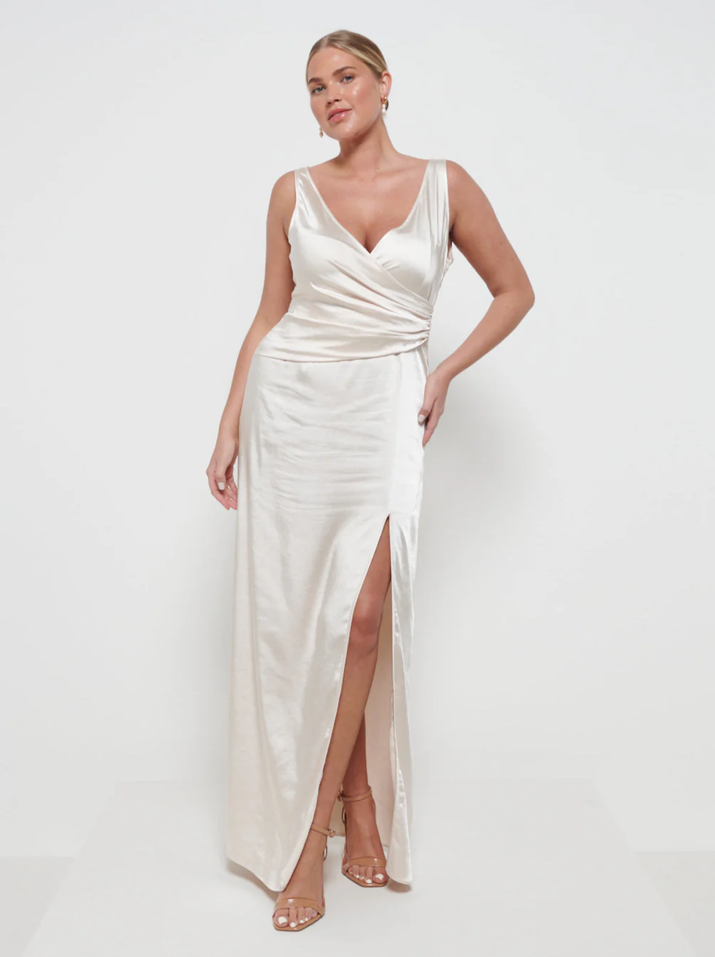 Esmee Wrap Maxi Bridesmaid Dress - Matte Champagne