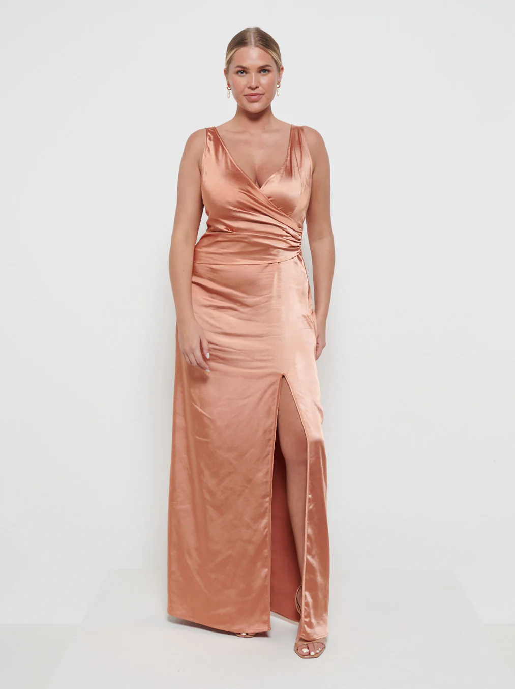 Esmee Wrap Maxi Bridesmaid Dress - Matte Cinnamon