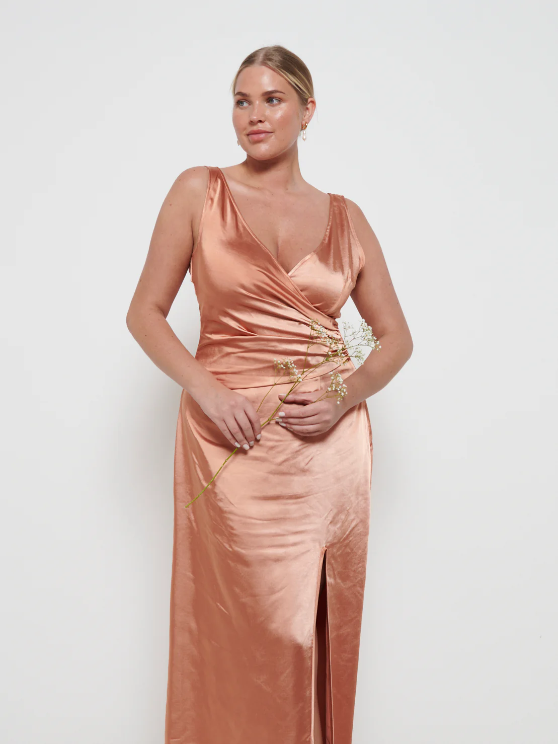Esmee Wrap Maxi Bridesmaid Dress - Matte Cinnamon - Image 2