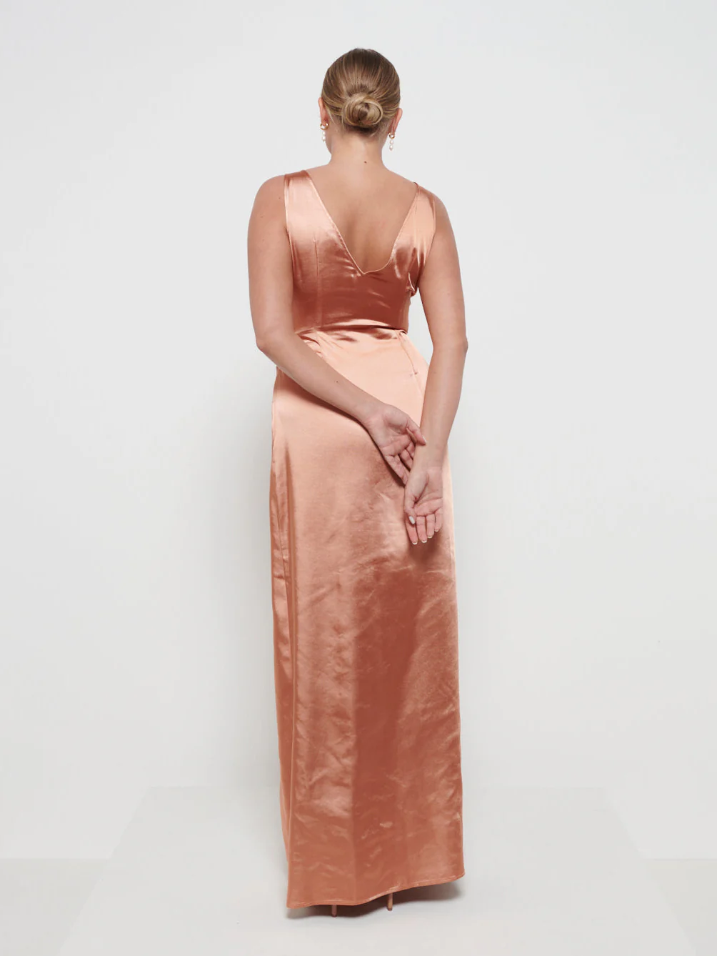 Esmee Wrap Maxi Bridesmaid Dress - Matte Cinnamon - Image 3