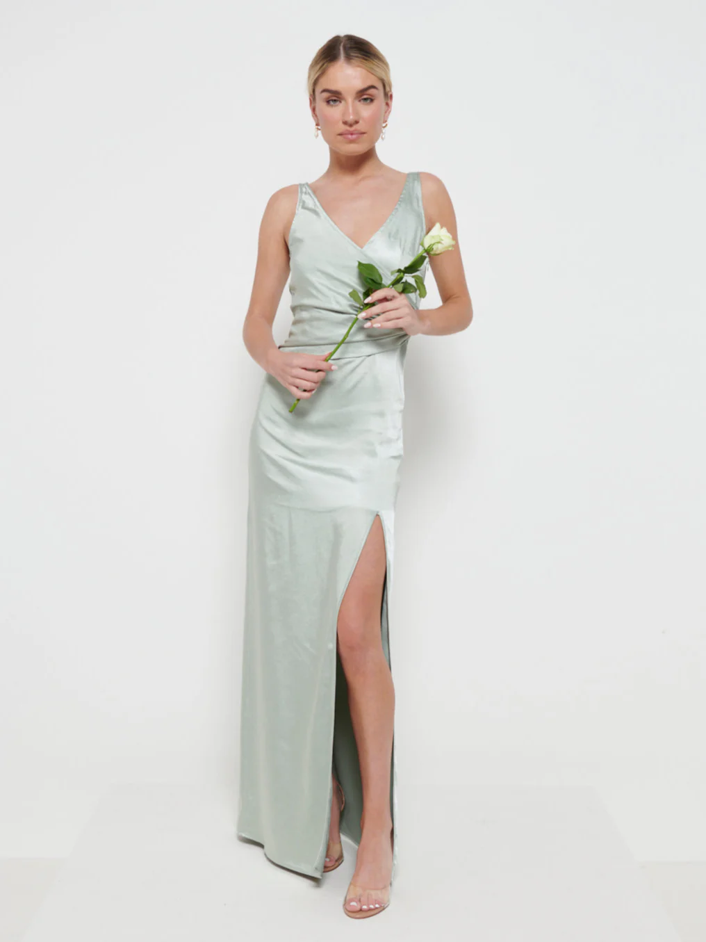 Esmee Wrap Maxi Bridesmaid Dress - Matte Sage - Image 4