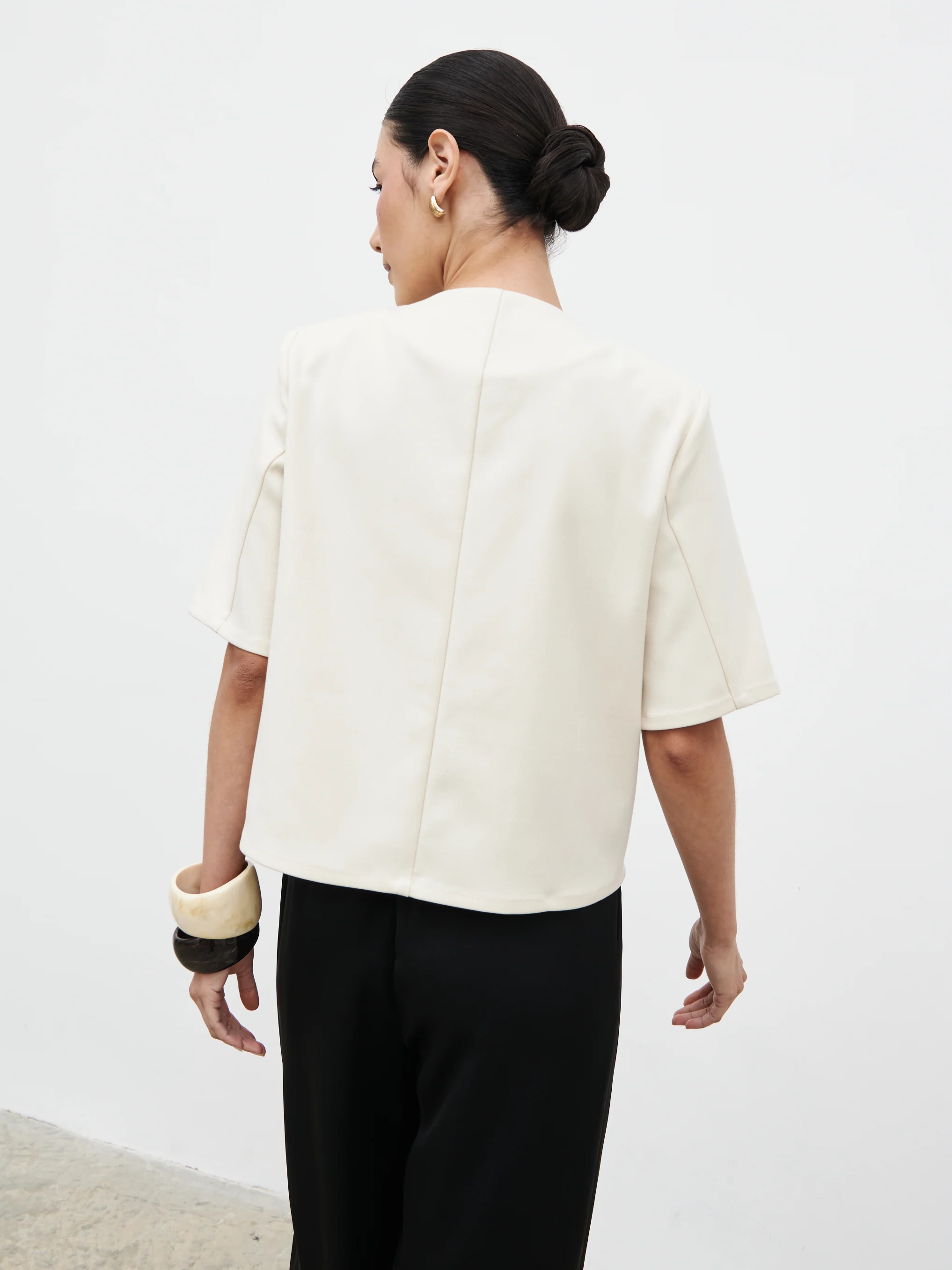 Essie Short Sleeve Button Down Top - Stone - Image 5