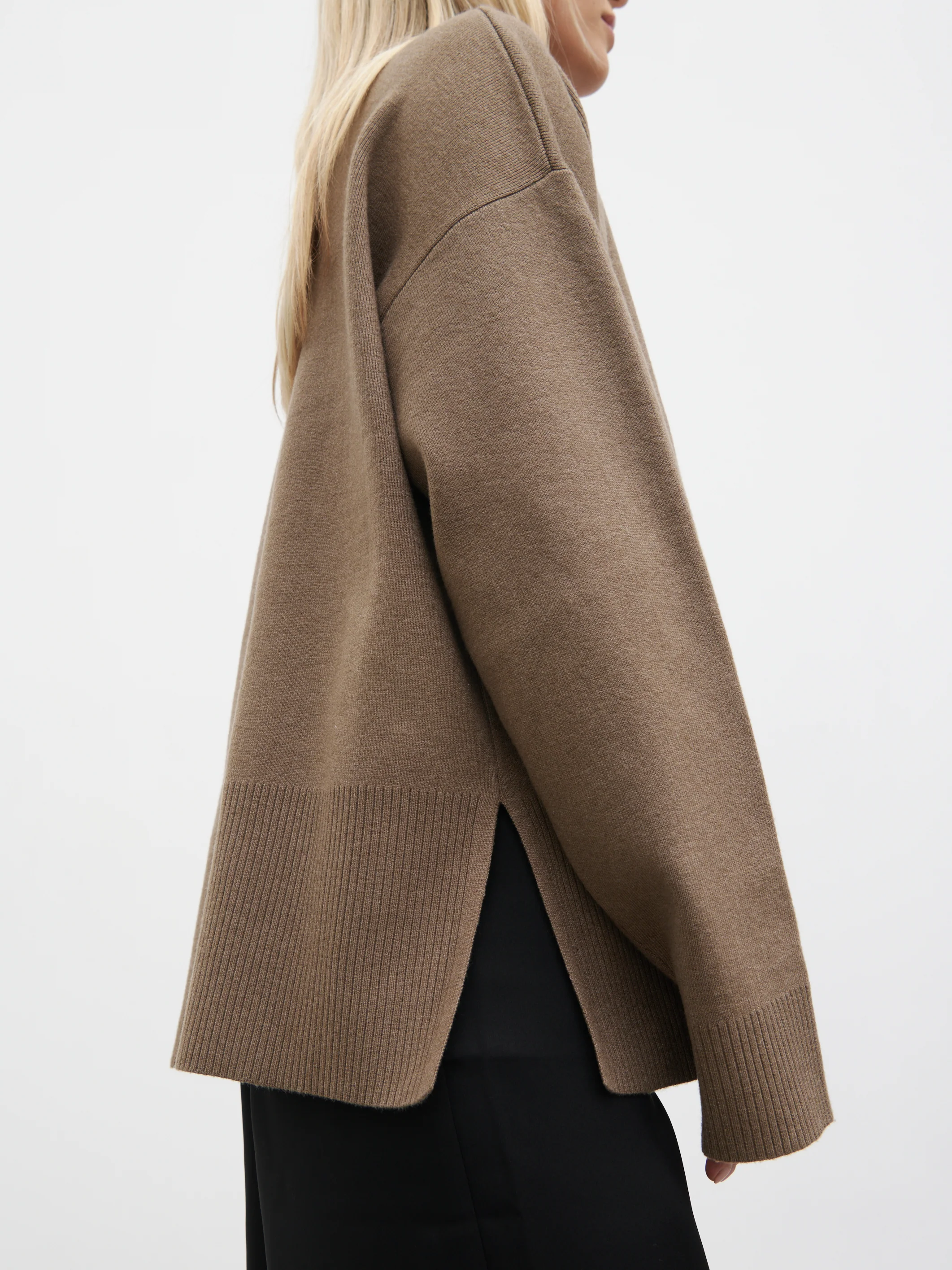 Estella High Neck Knit Jumper - Mushroom - Image 4