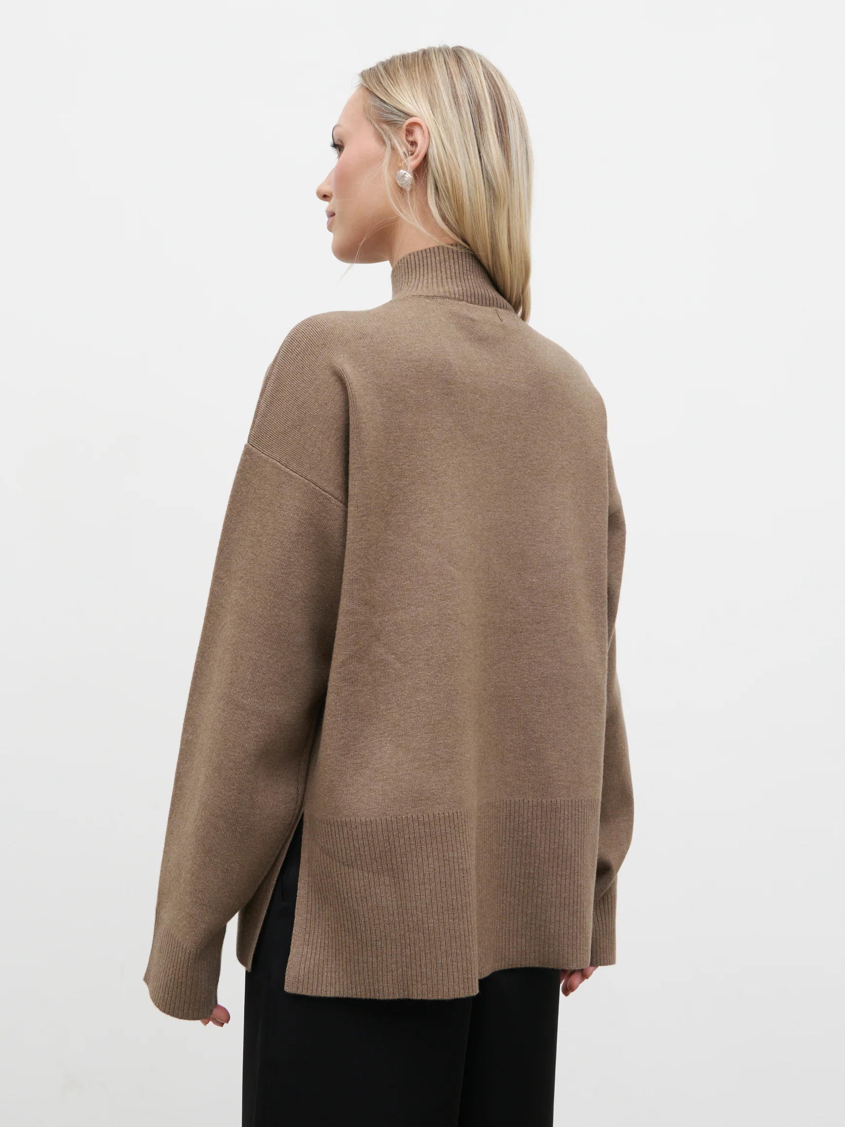 Estella High Neck Knit Jumper - Mushroom - Image 6
