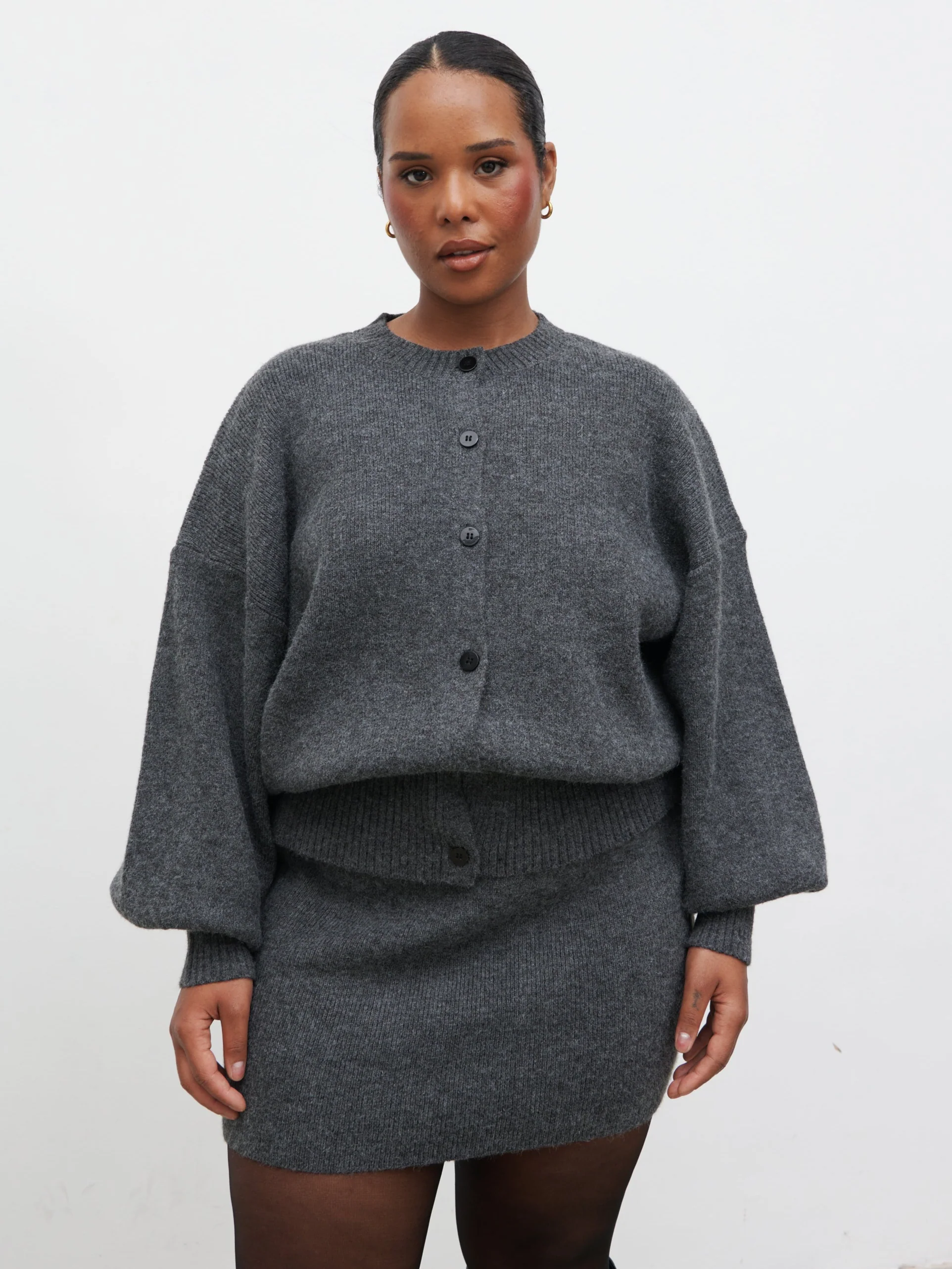 Etta Knit Bomber Curve - Charcoal - Image 2