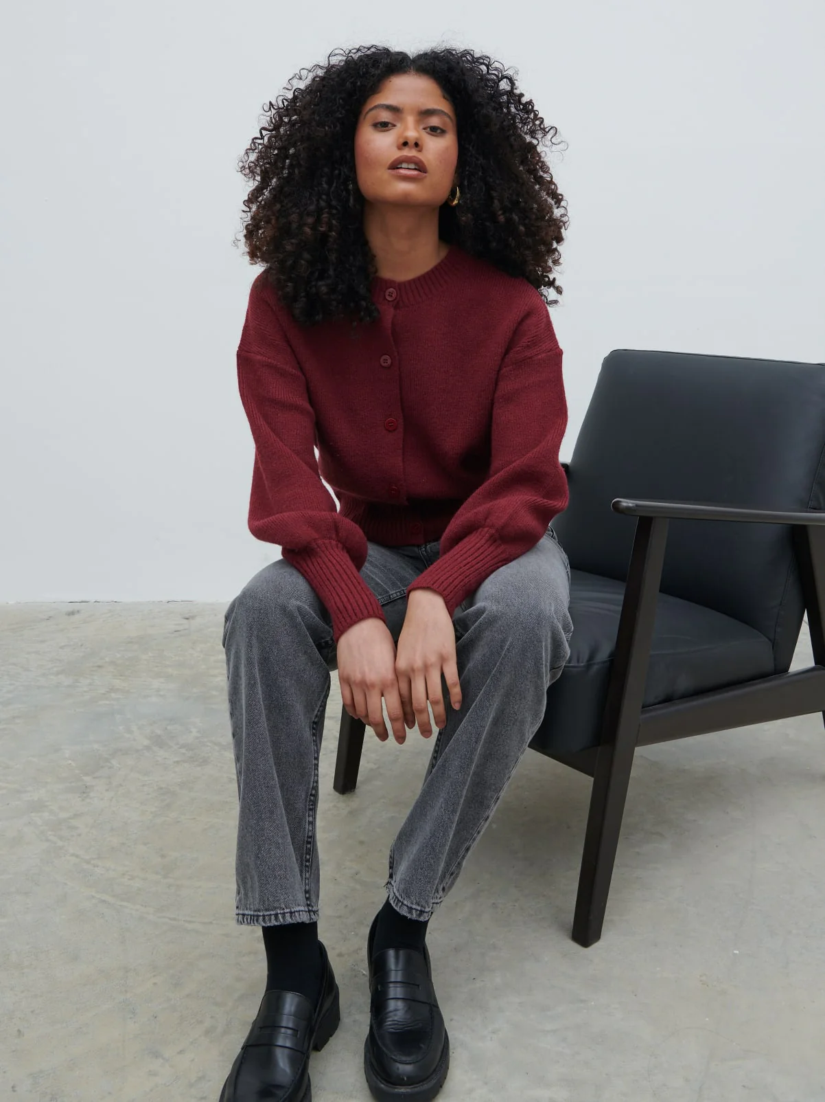 Etta Knit Bomber Jacket - Burgundy - Image 6