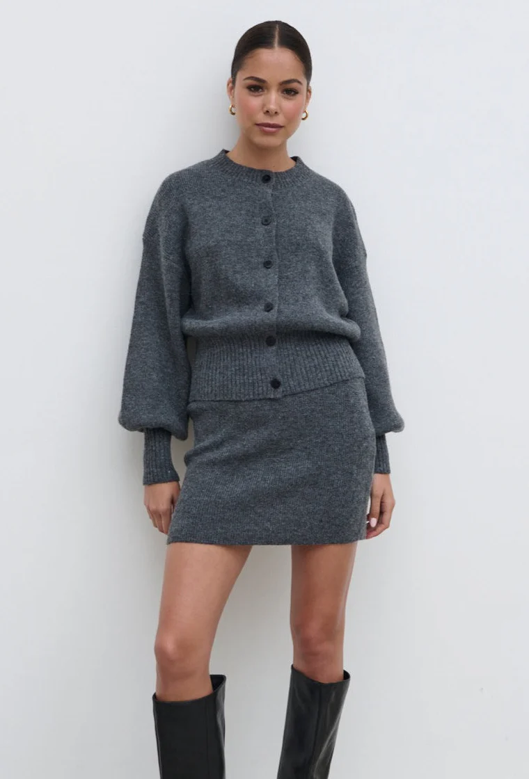 Etta Knit Bomber Jacket - Charcoal