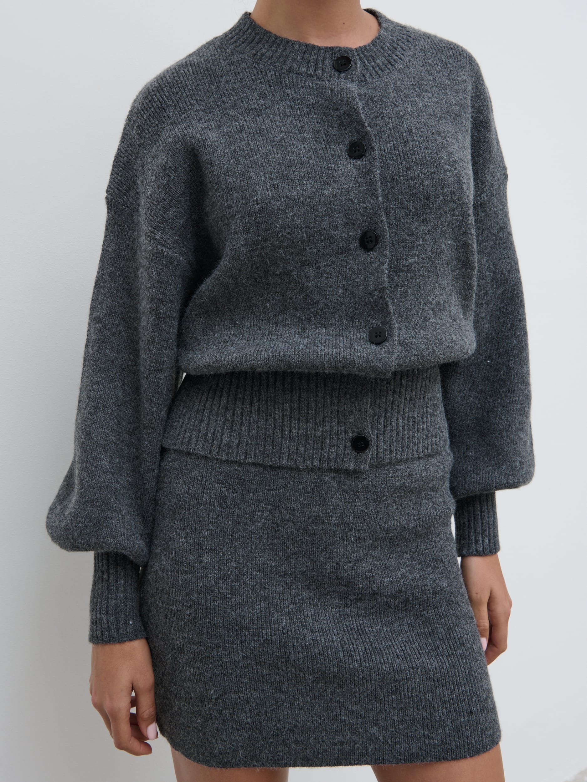 Etta Knit Bomber Jacket - Charcoal - Image 2