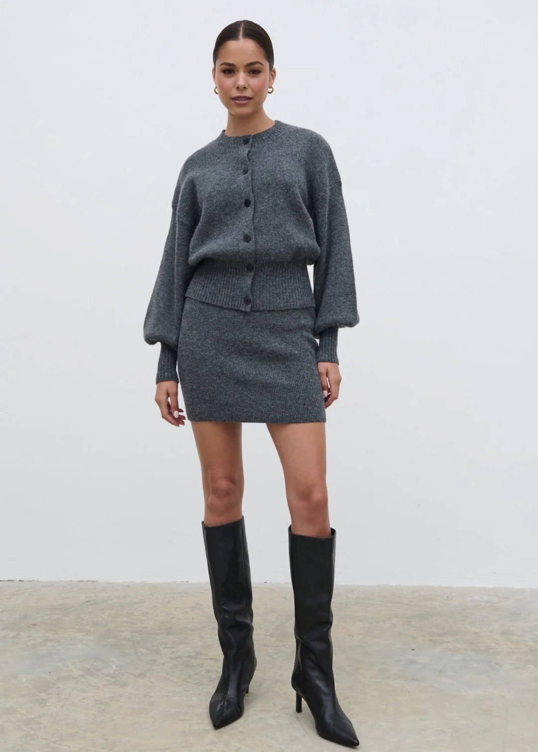 Etta Knit Bomber Jacket - Charcoal - Image 3