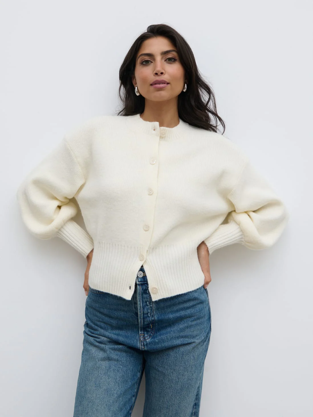 Etta Knit Bomber Jacket - Cream - Image 2