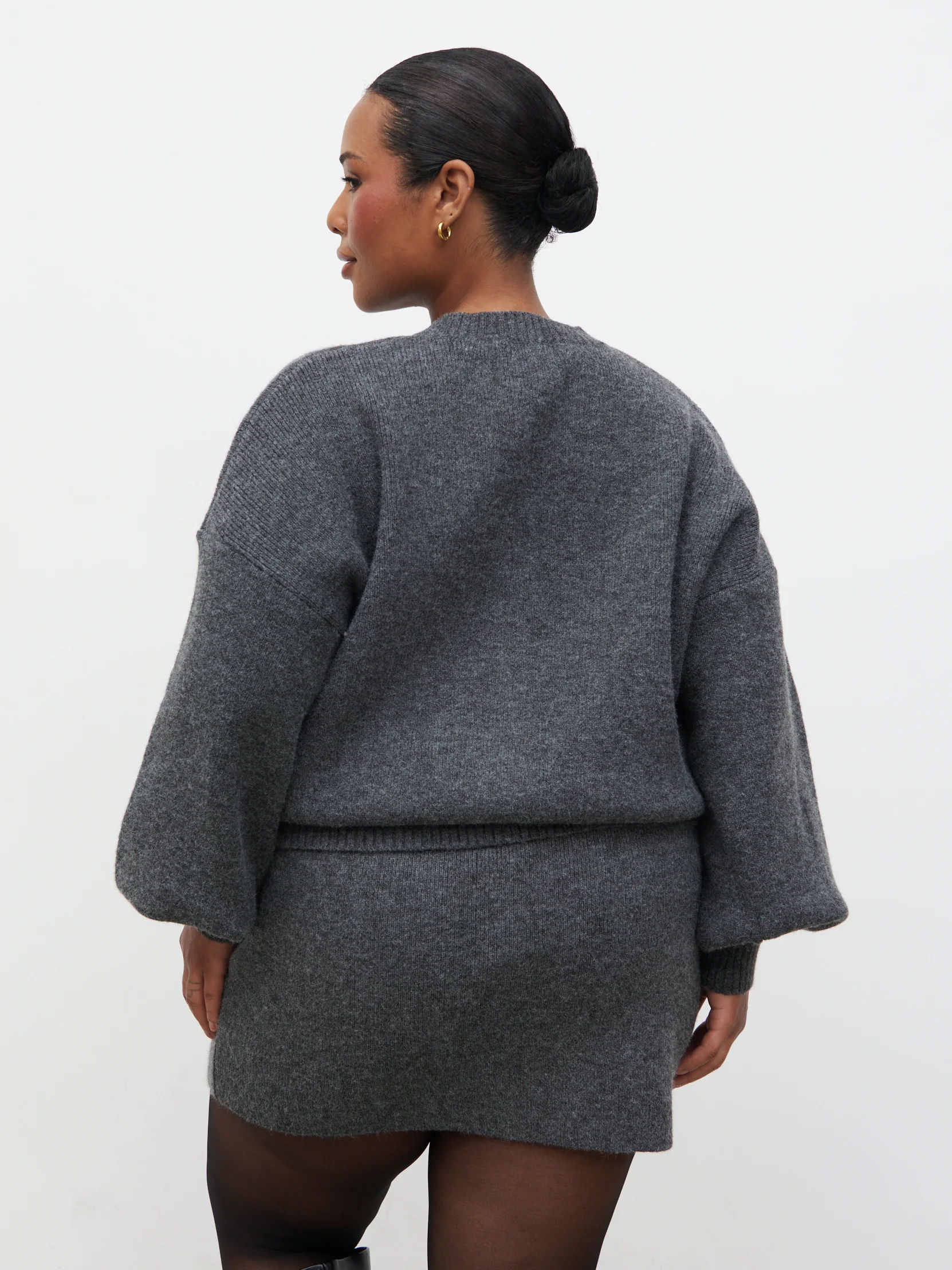 Etta Knit Mini Skirt Curve - Charcoal - Image 4