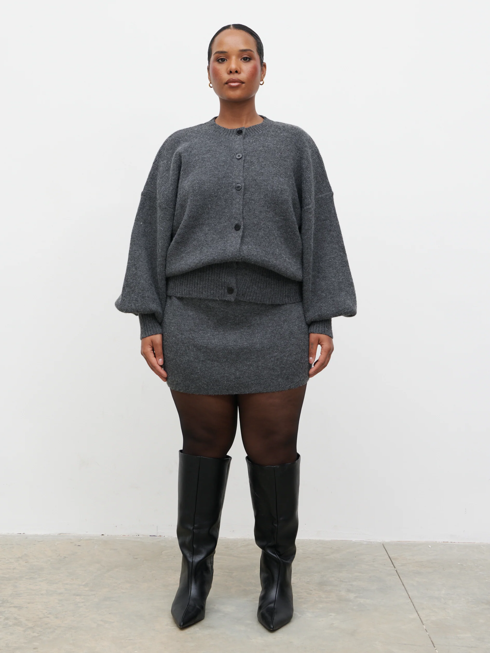 Etta Knit Mini Skirt Curve - Charcoal - Image 5