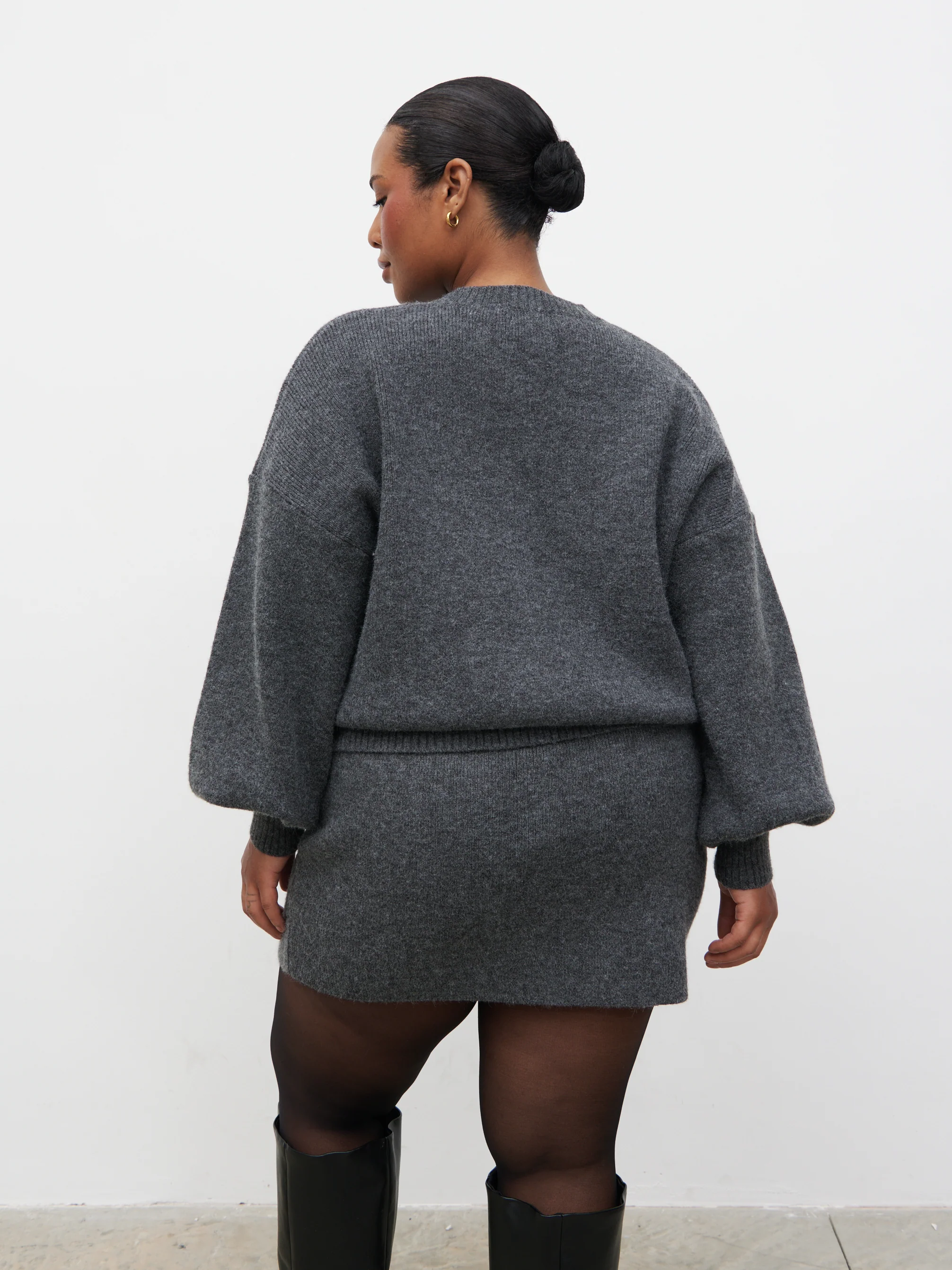 Etta Knit Mini Skirt Curve - Charcoal - Image 6