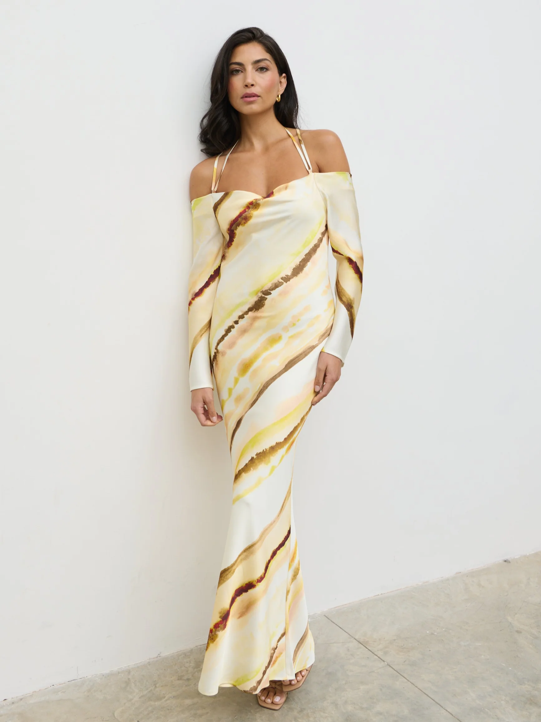 Ettore Cold Shoulder Maxi Dress - Yellow Ochre Ombre