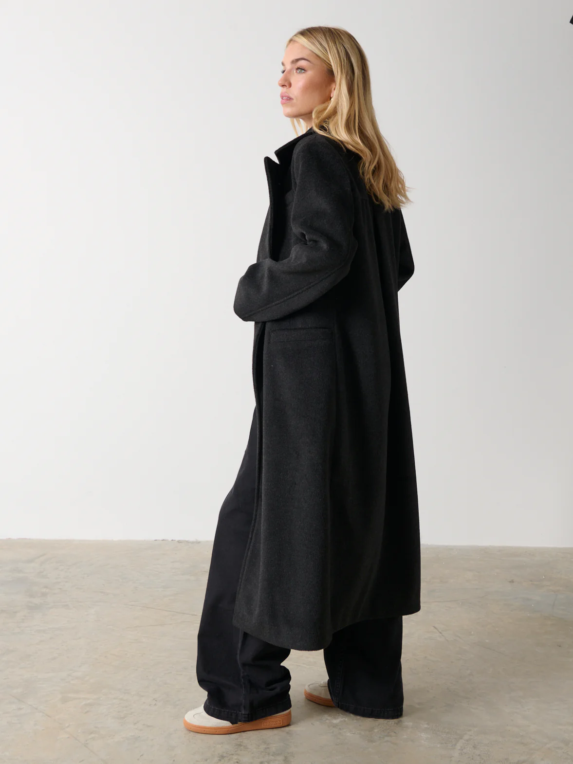 Ezra Boxy Collared Coat - Charcoal - Image 4