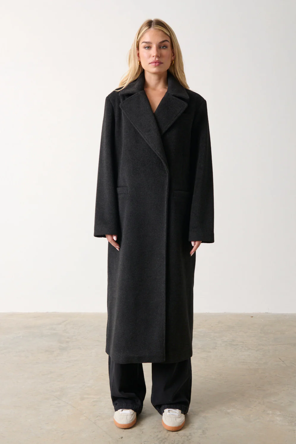 Ezra Boxy Collared Coat - Charcoal - Image 6