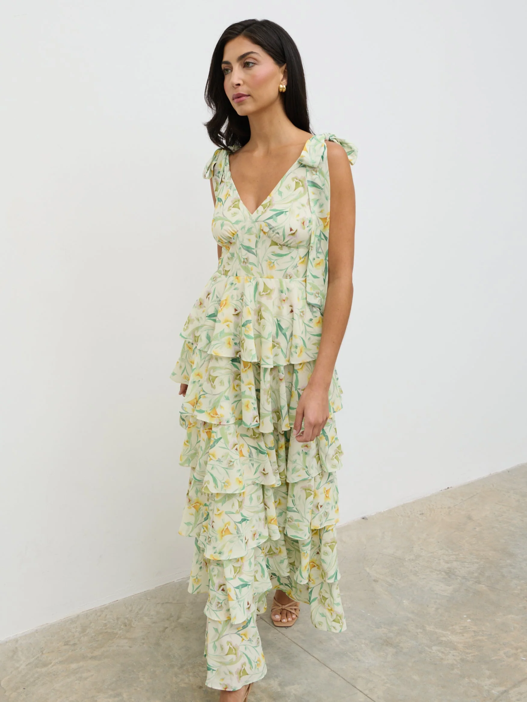 Fiore Tie Ruffle Maxi Dress - Botanic Floral - Image 3