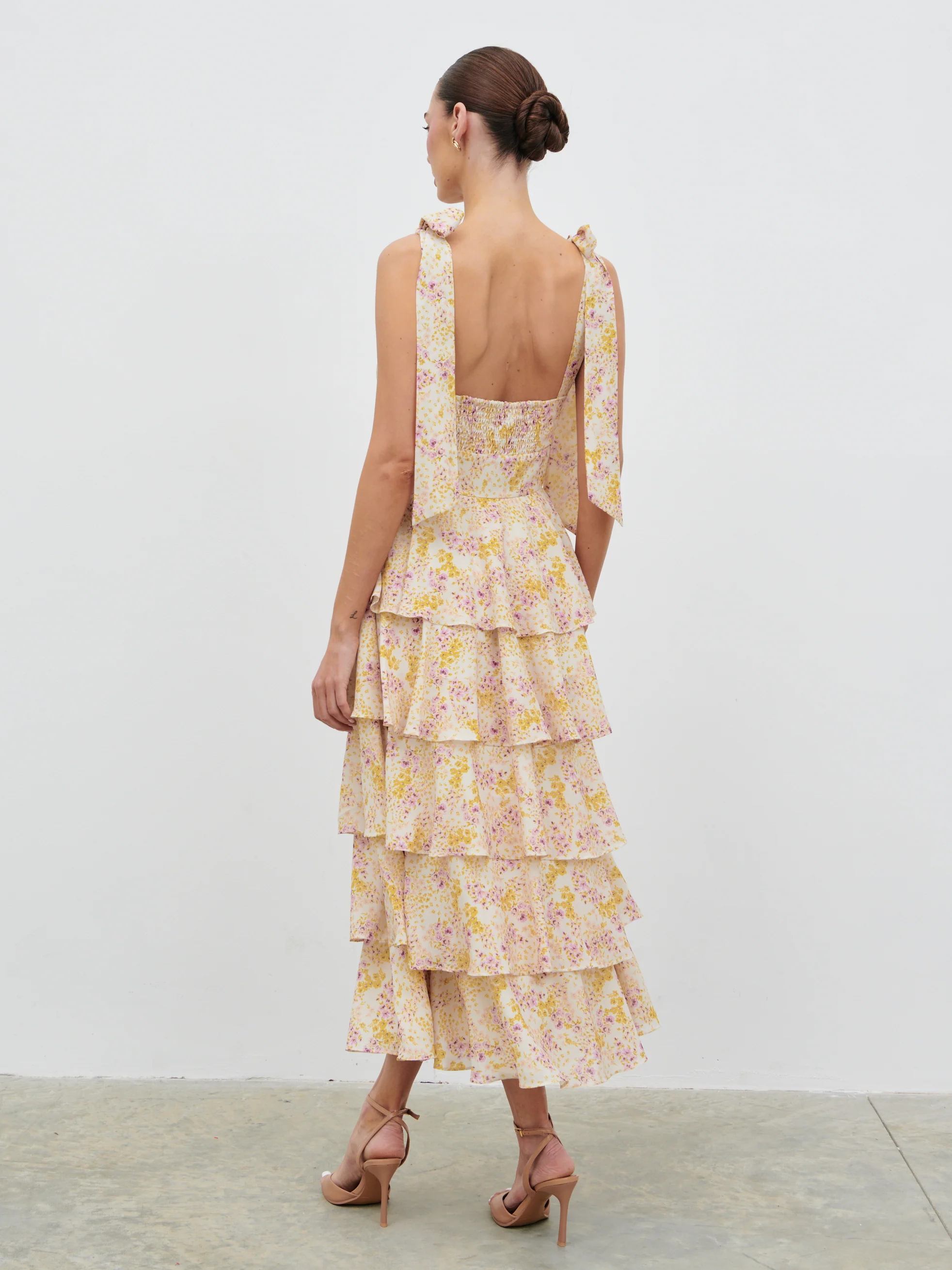 Fiore Tie Ruffle Midaxi Dress - Ditsy Floral - Image 4