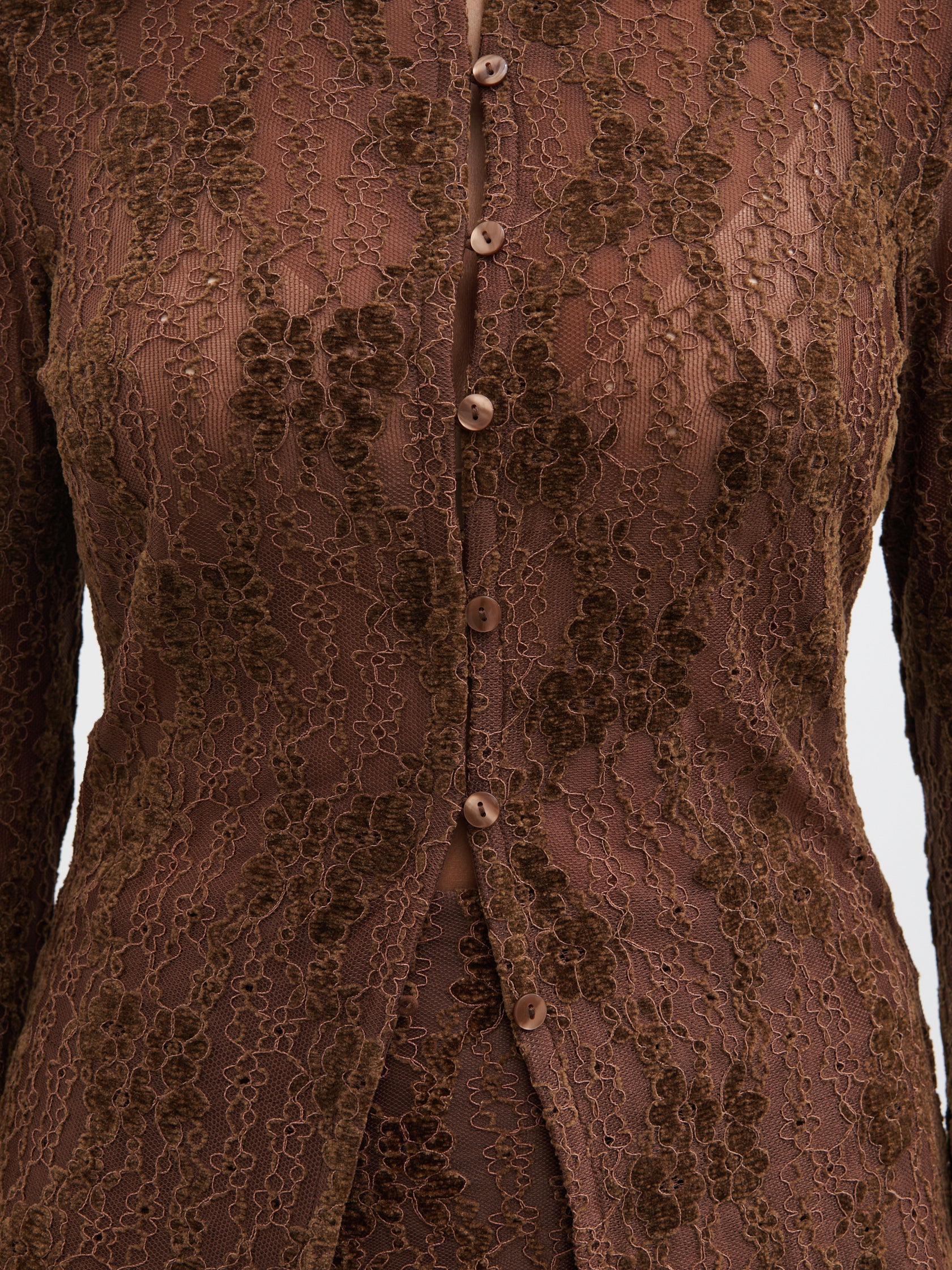 Francessca Lace Cardigan - Brown Velvet - Image 4