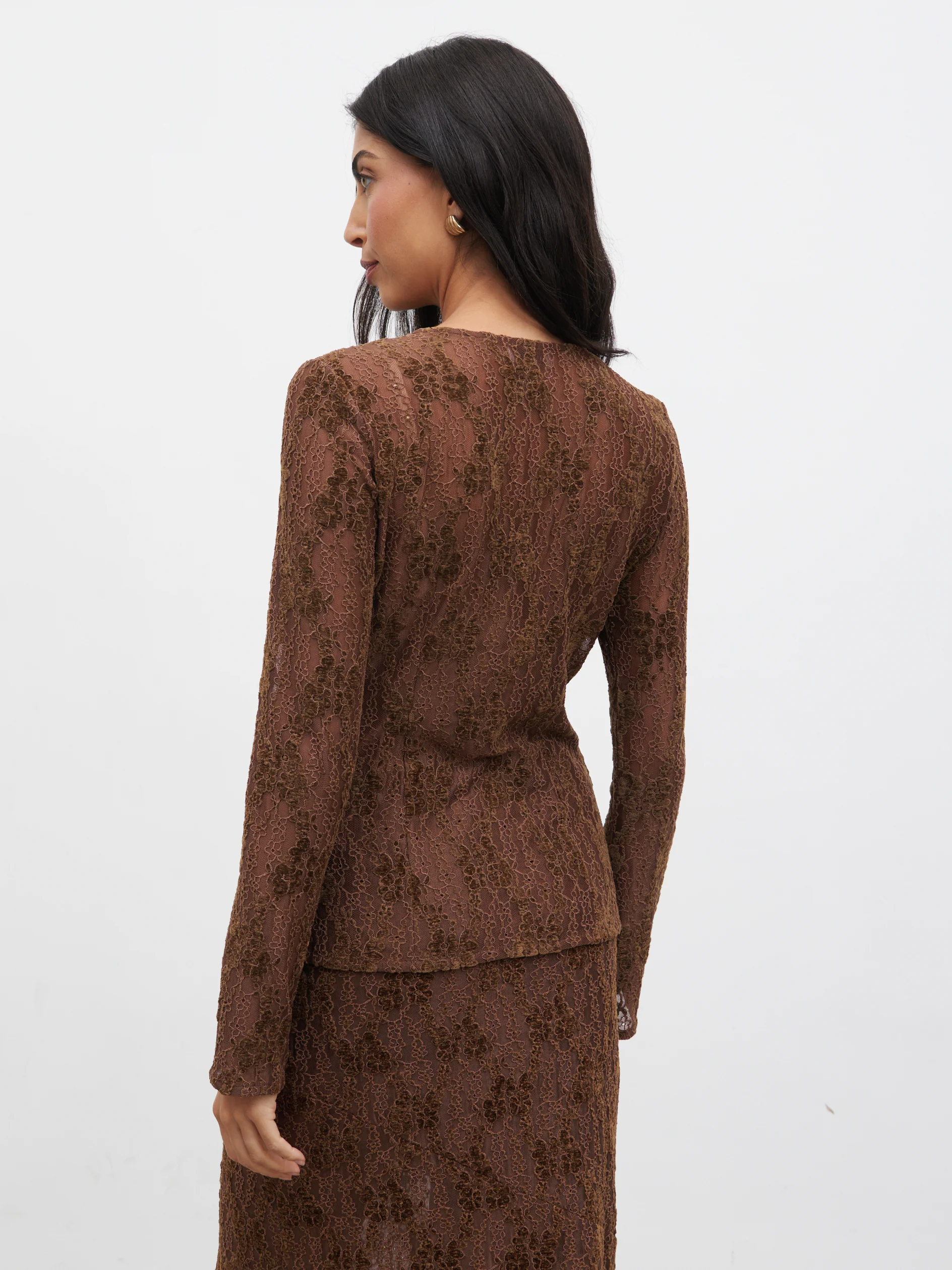 Francessca Lace Cardigan - Brown Velvet - Image 8