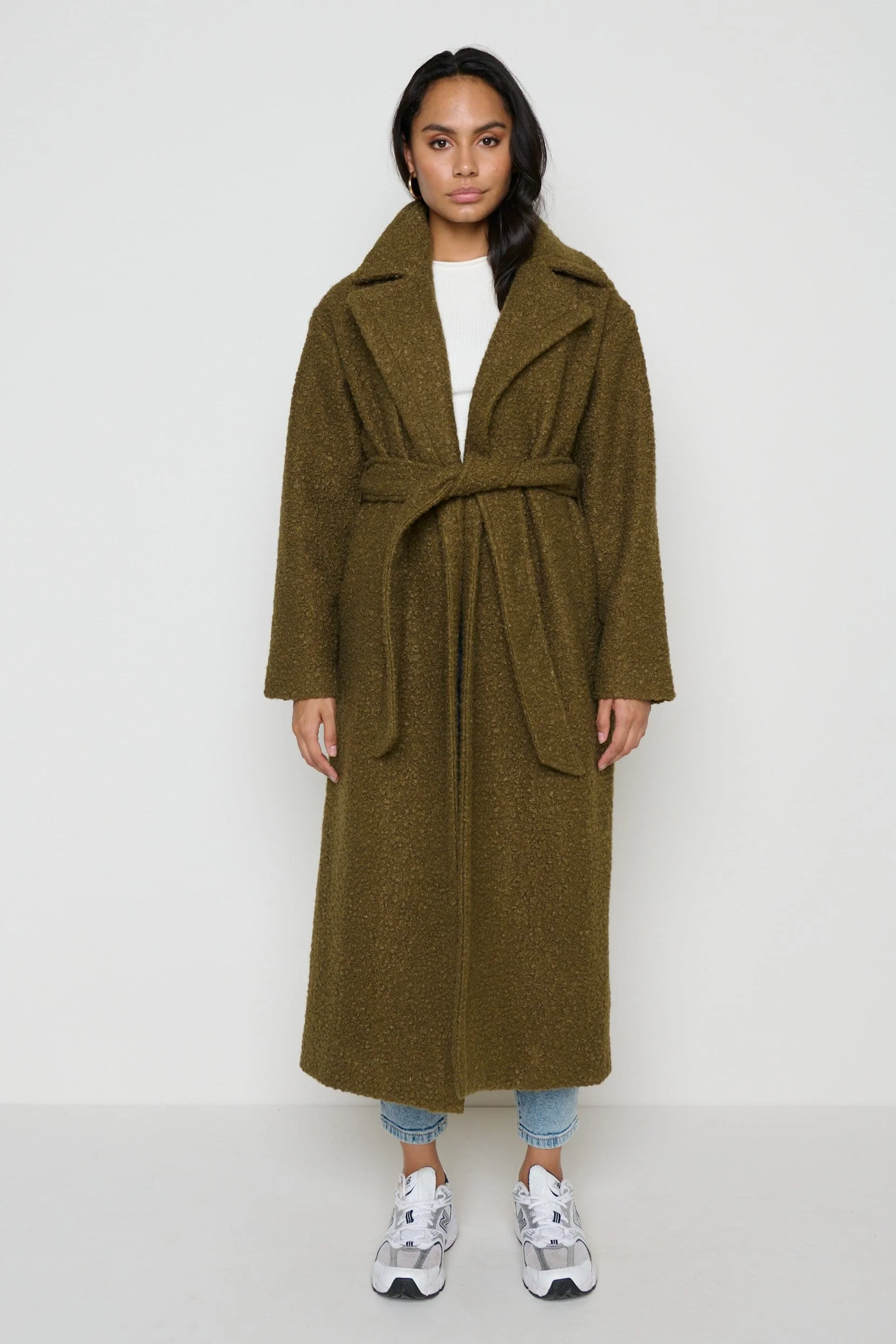 Grayson Boucle Coat - Khaki