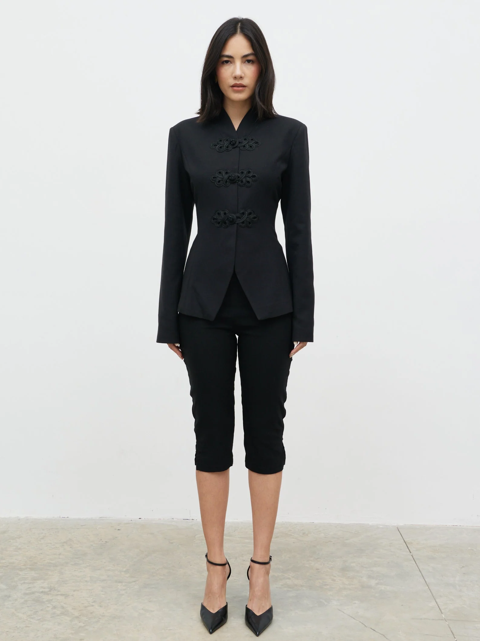Hollyn Knot Detail Long Sleeve Jacket - Black - Image 3