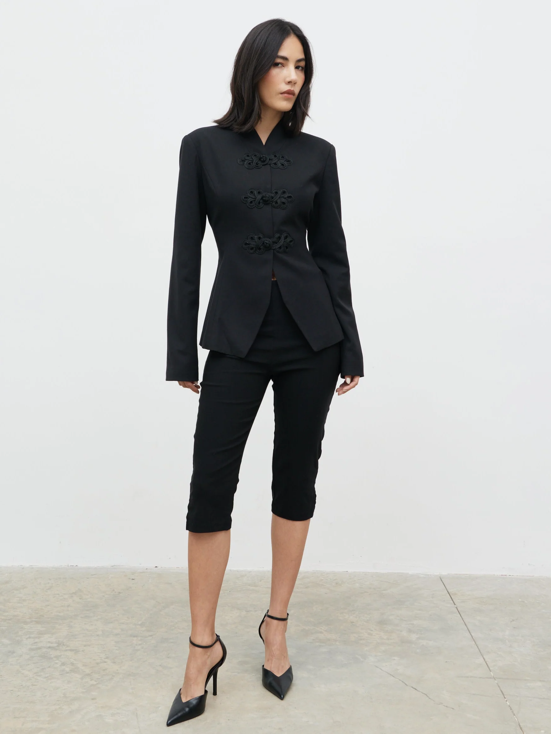 Hollyn Knot Detail Long Sleeve Jacket - Black - Image 4