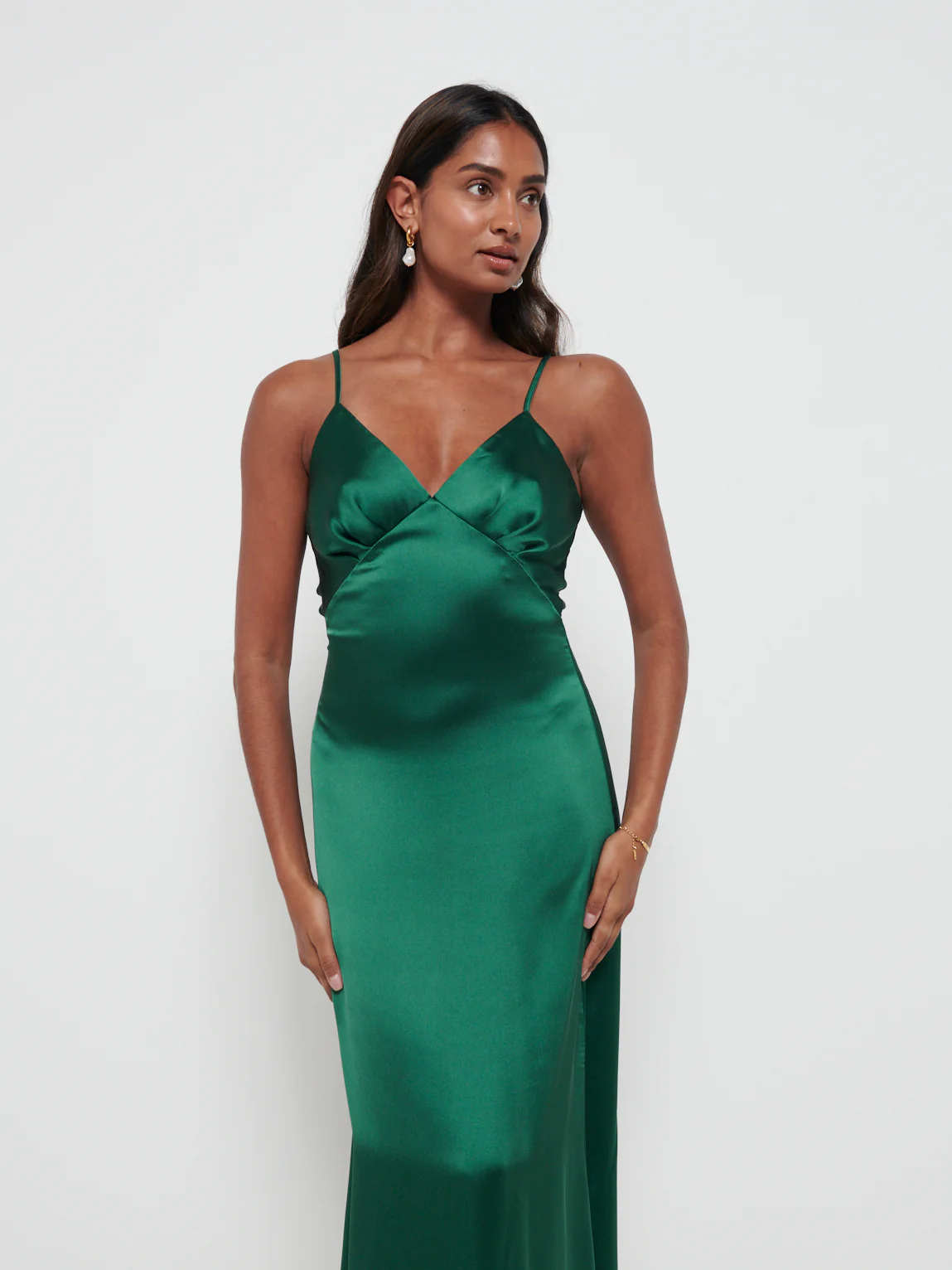 Ines Recycled Maxi Bridesmaids Dress - Matte Emerald - Image 2
