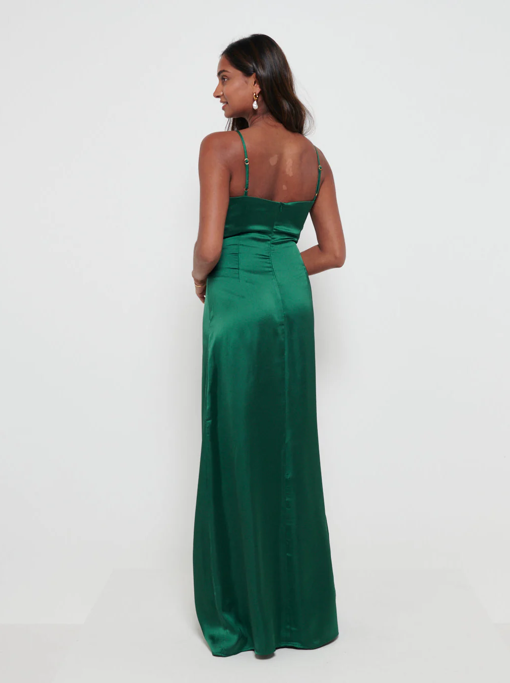 Ines Recycled Maxi Bridesmaids Dress - Matte Emerald - Image 3