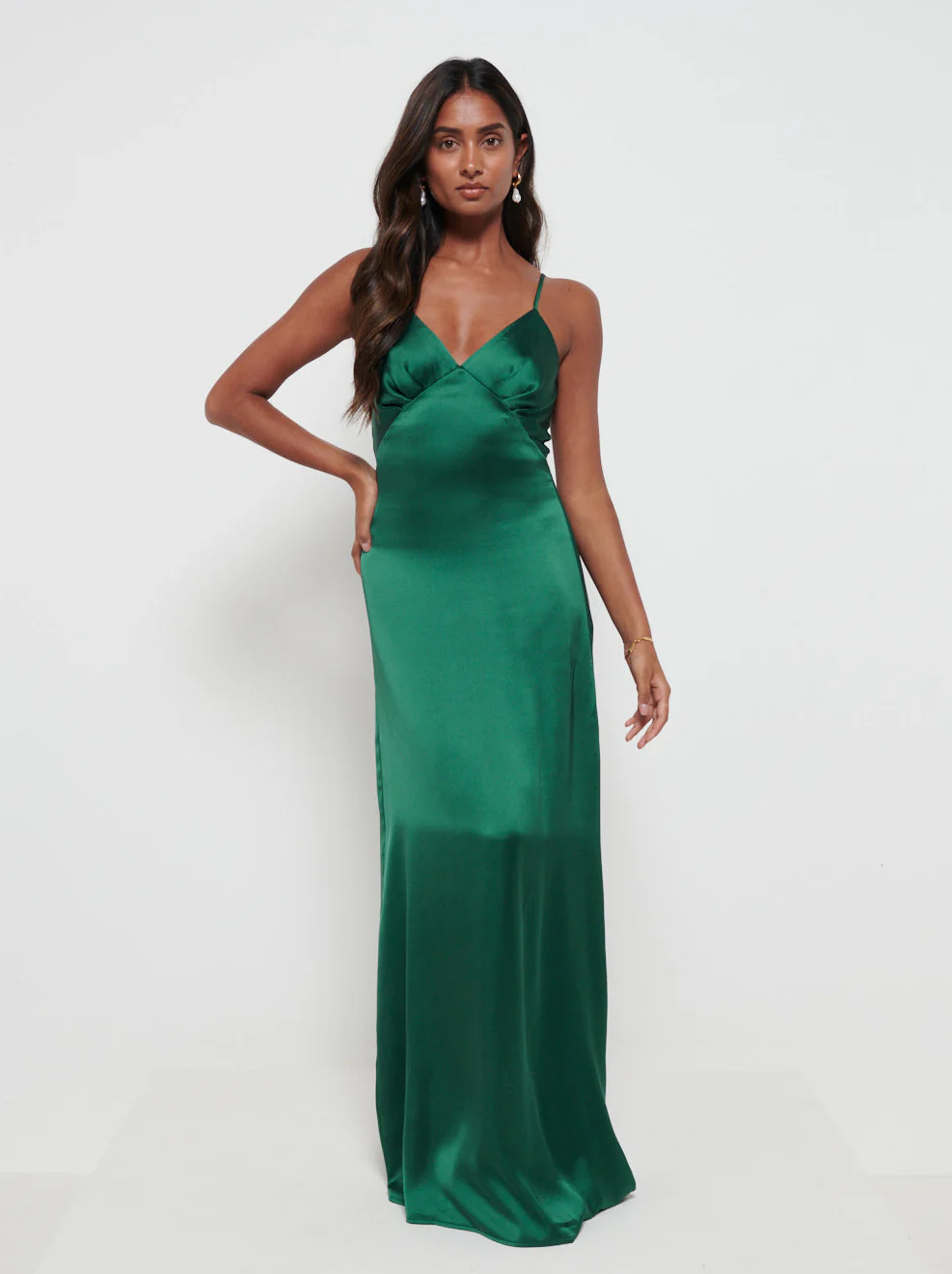 Ines Recycled Maxi Bridesmaids Dress - Matte Emerald - Image 4