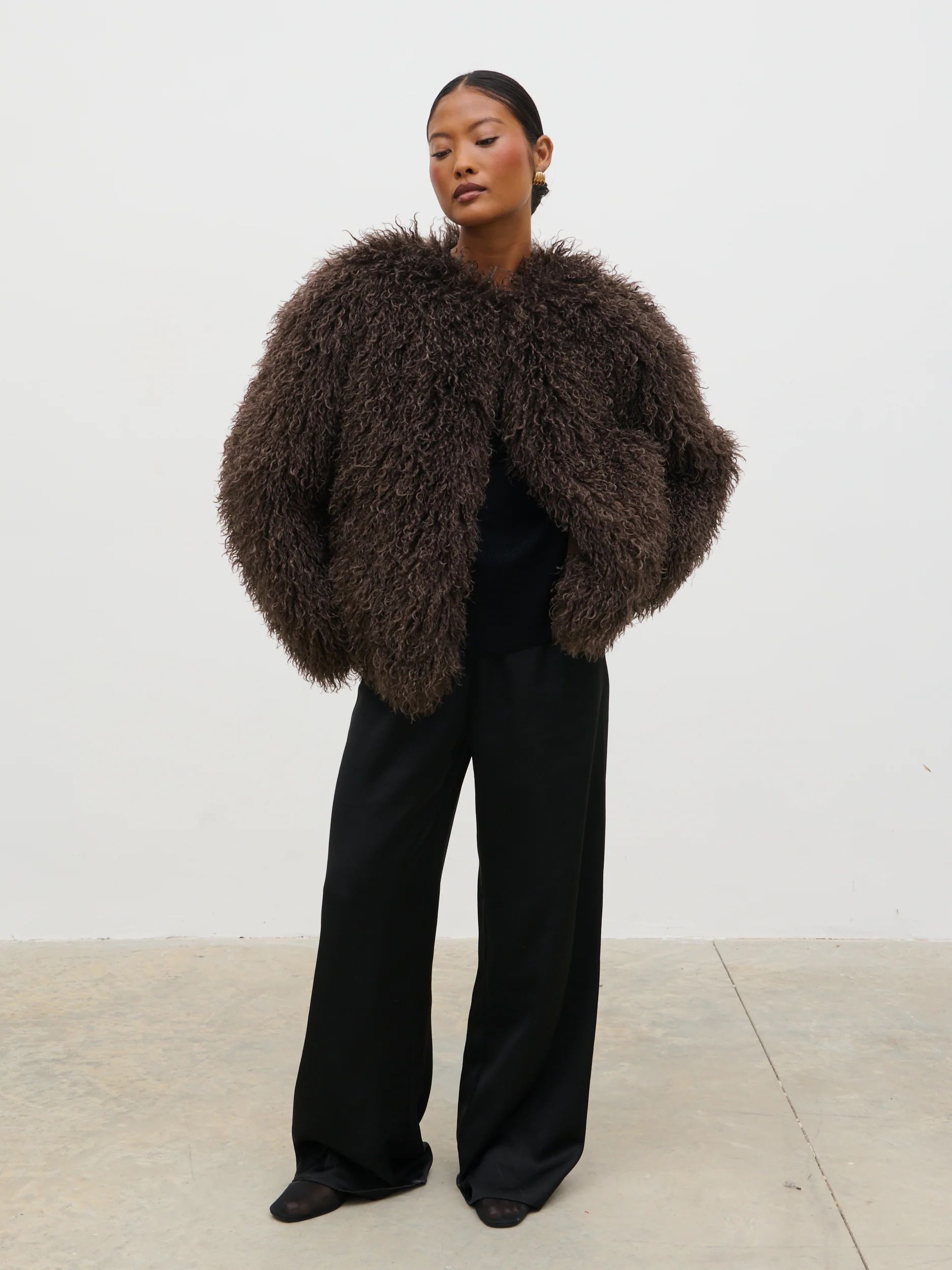 Irie Shaggy Short Faux Fur Coat - Brown - Image 2