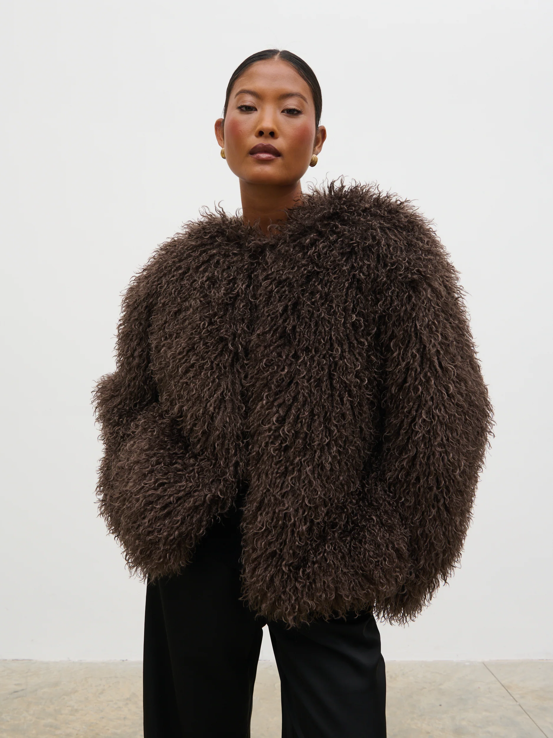 Irie Shaggy Short Faux Fur Coat - Brown - Image 5