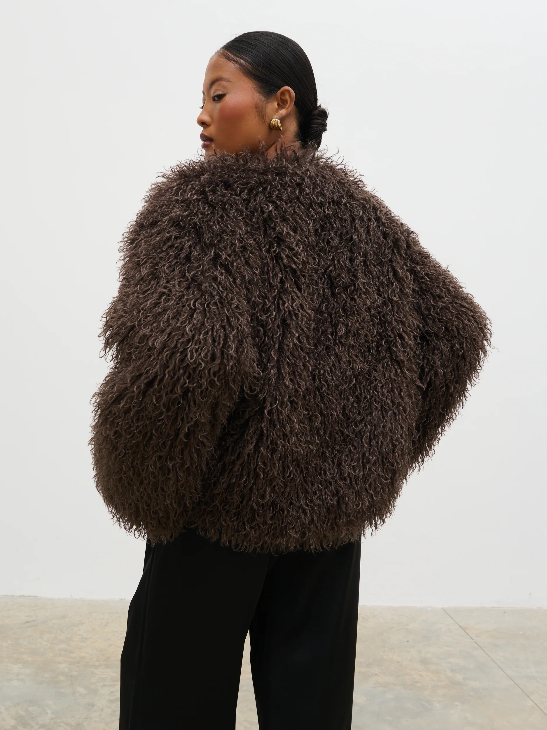Irie Shaggy Short Faux Fur Coat - Brown - Image 8
