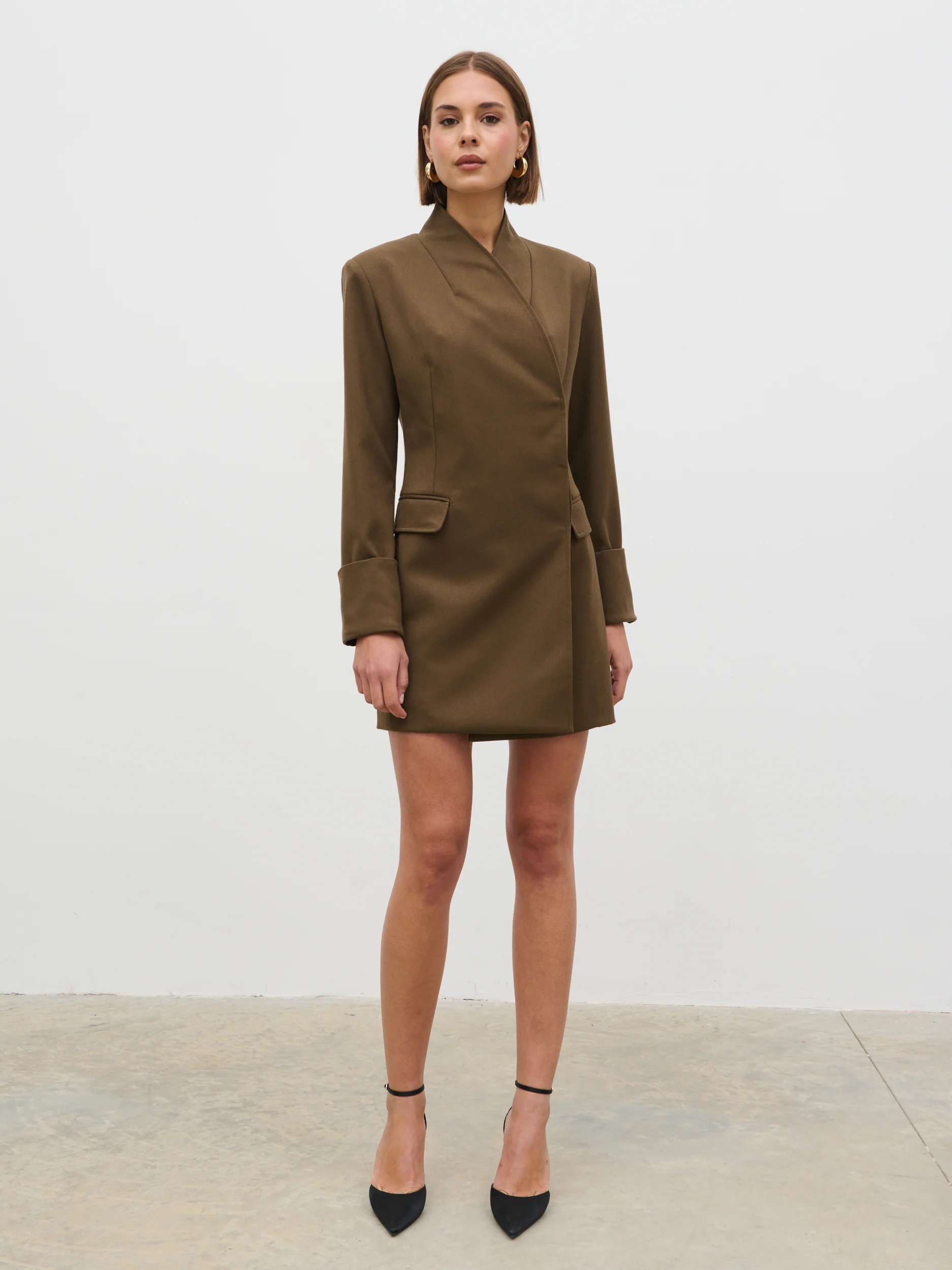 Iris Blazer Mini Dress - Khaki Brown