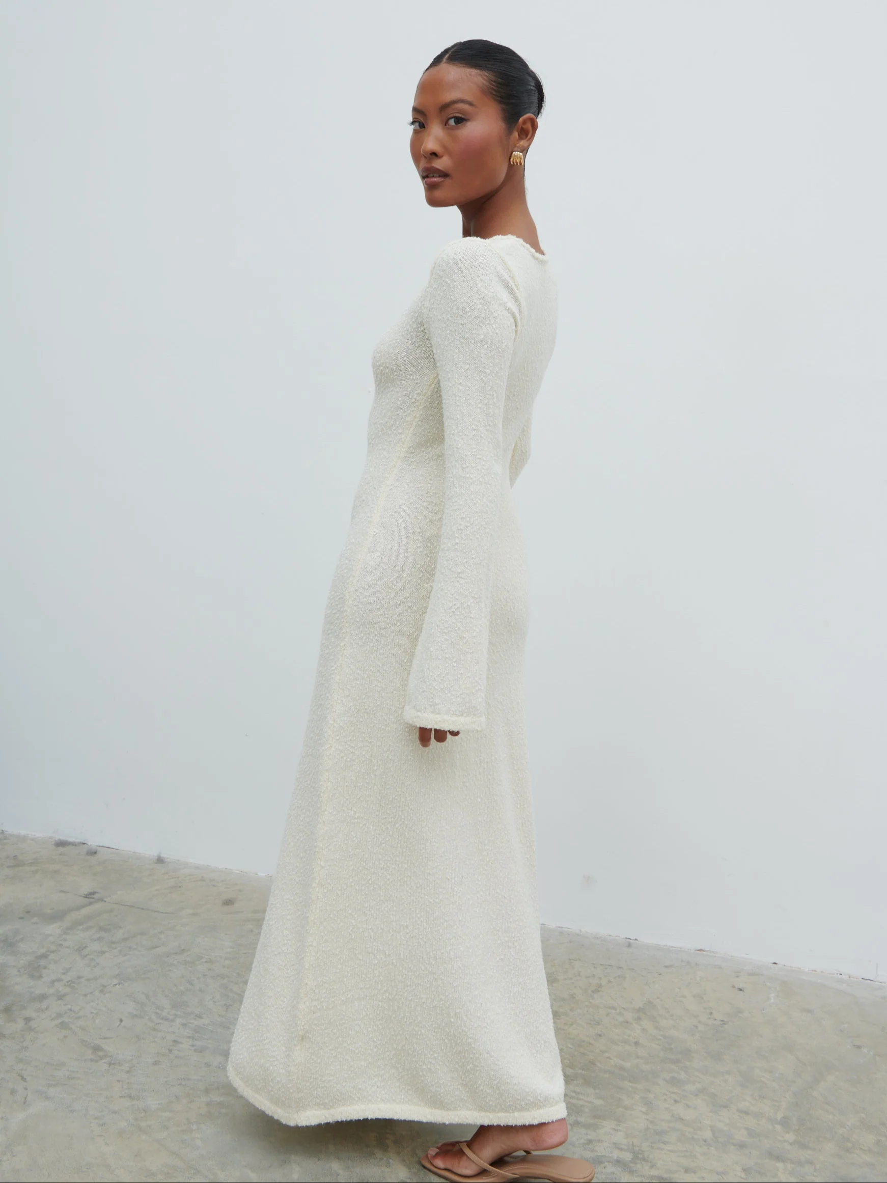 Ivy Boucle Knit Midaxi Dress - Cream - Image 3