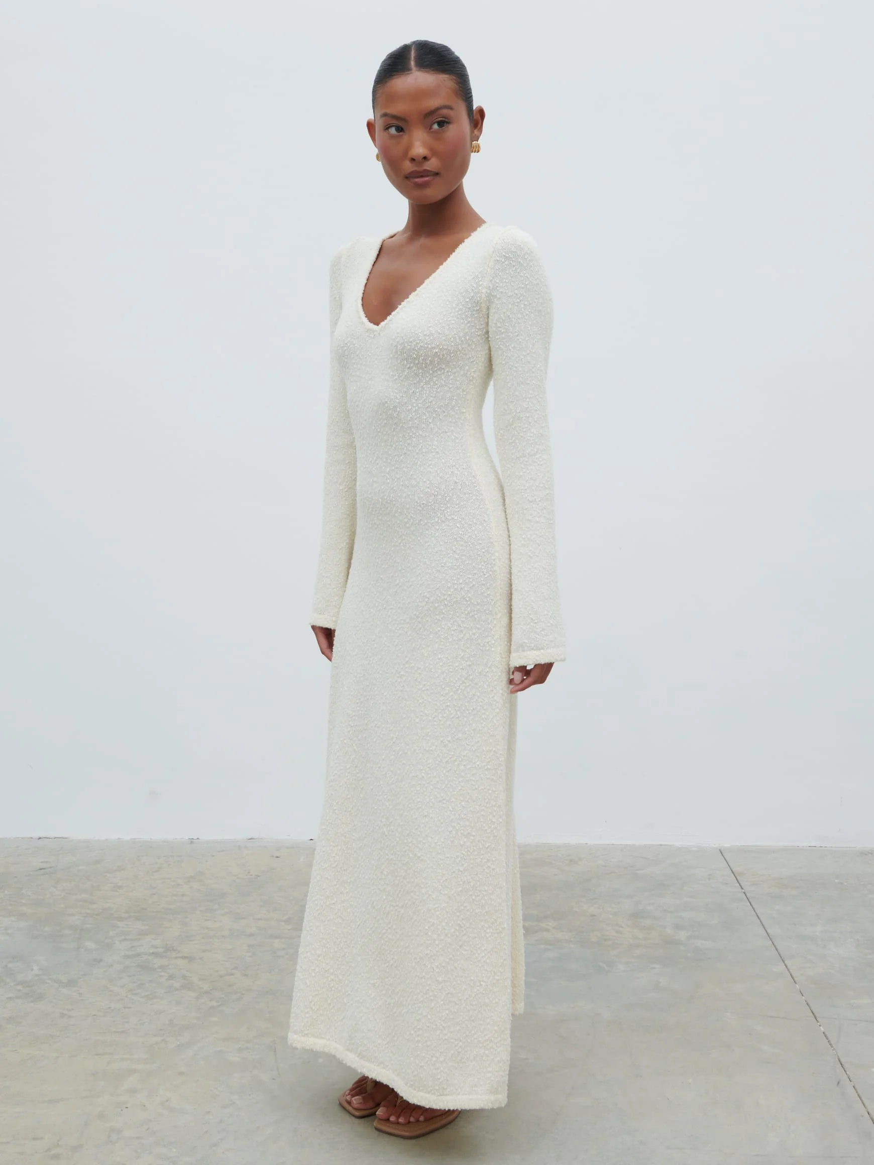 Ivy Boucle Knit Midaxi Dress - Cream - Image 5