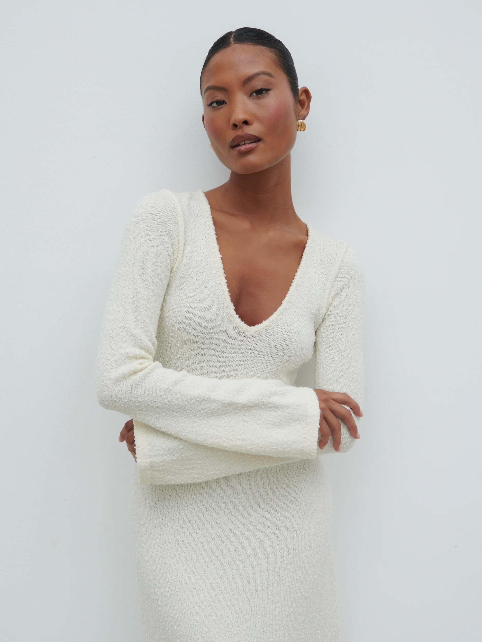 Ivy Boucle Knit Midaxi Dress - Cream - Image 6
