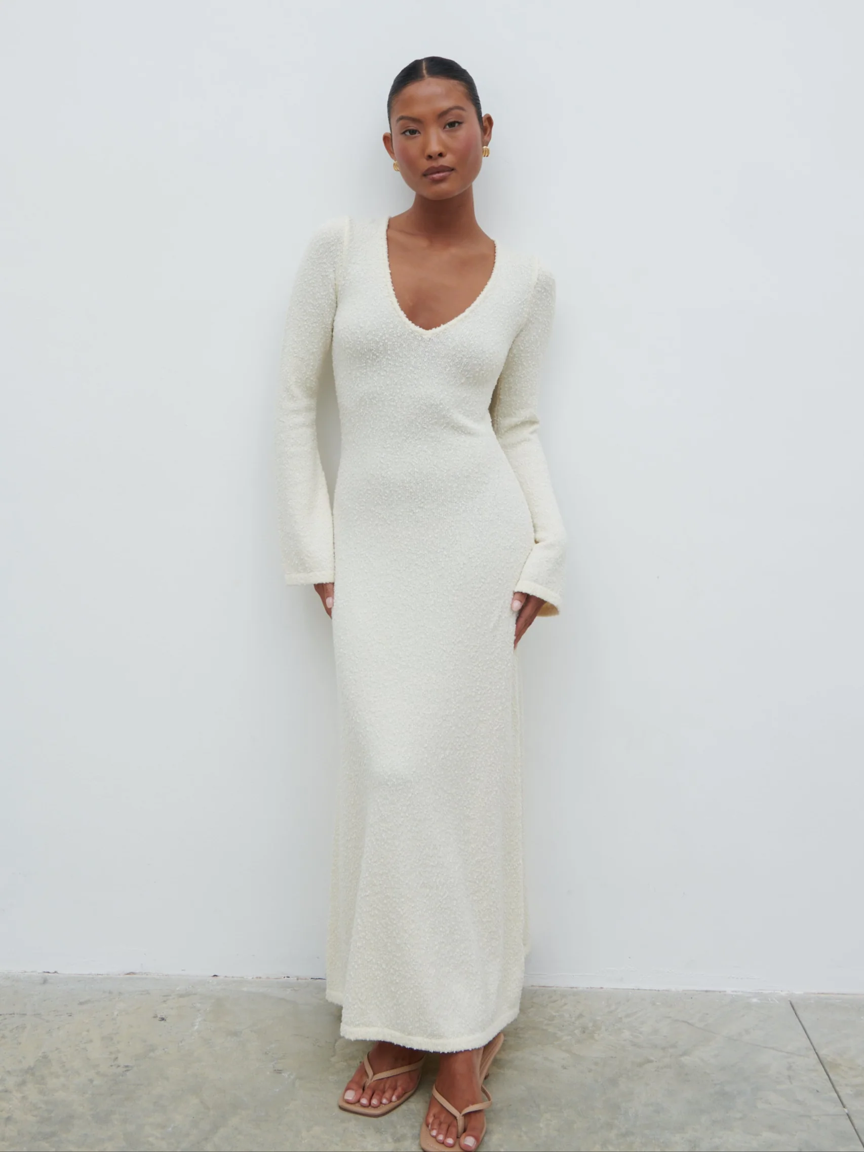 Ivy Boucle Knit Midaxi Dress - Cream - Image 7
