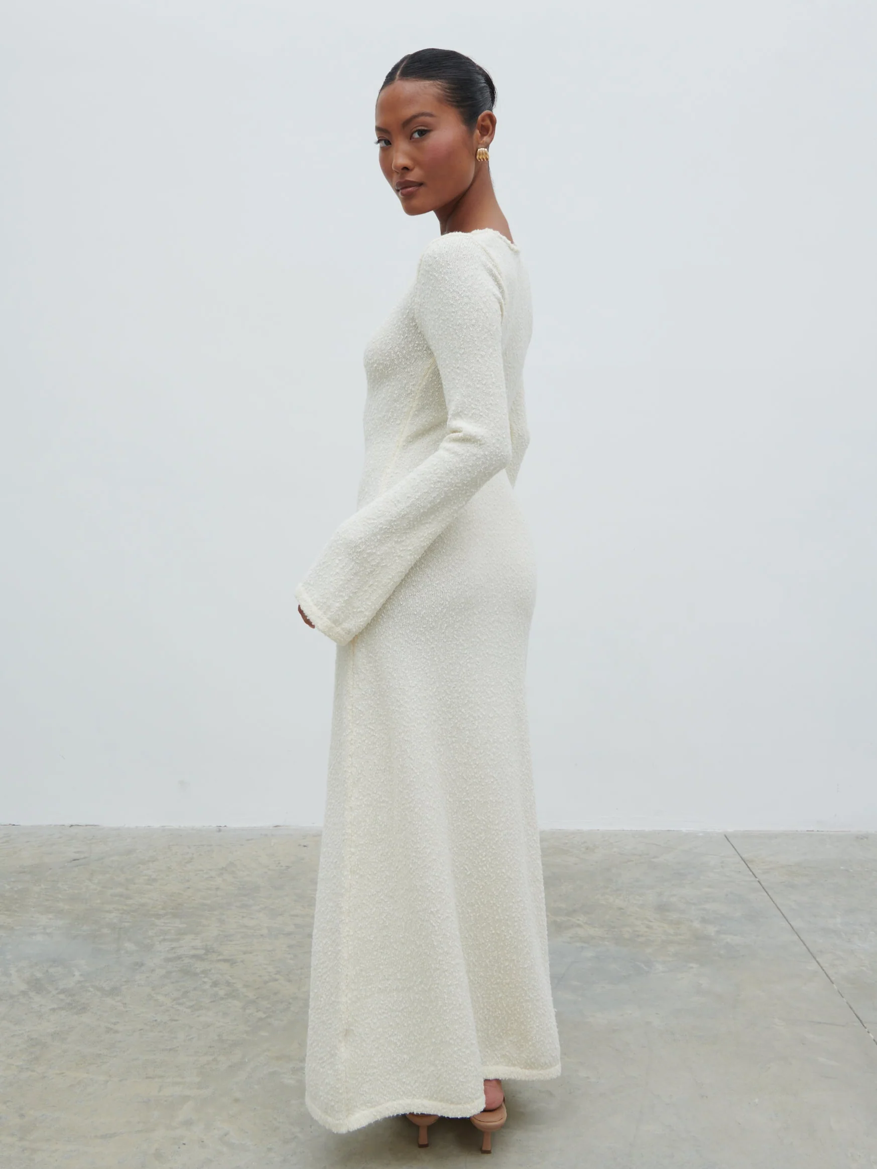 Ivy Boucle Knit Midaxi Dress - Cream - Image 8