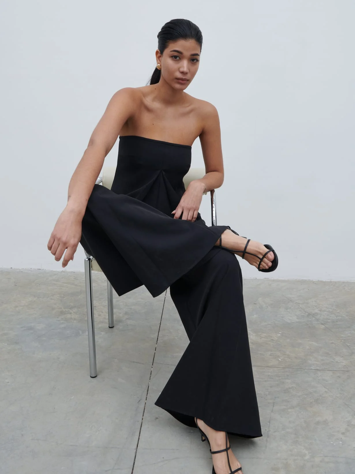 Jaden Bandeau Wide Leg Jumpsuit - Black - Image 2