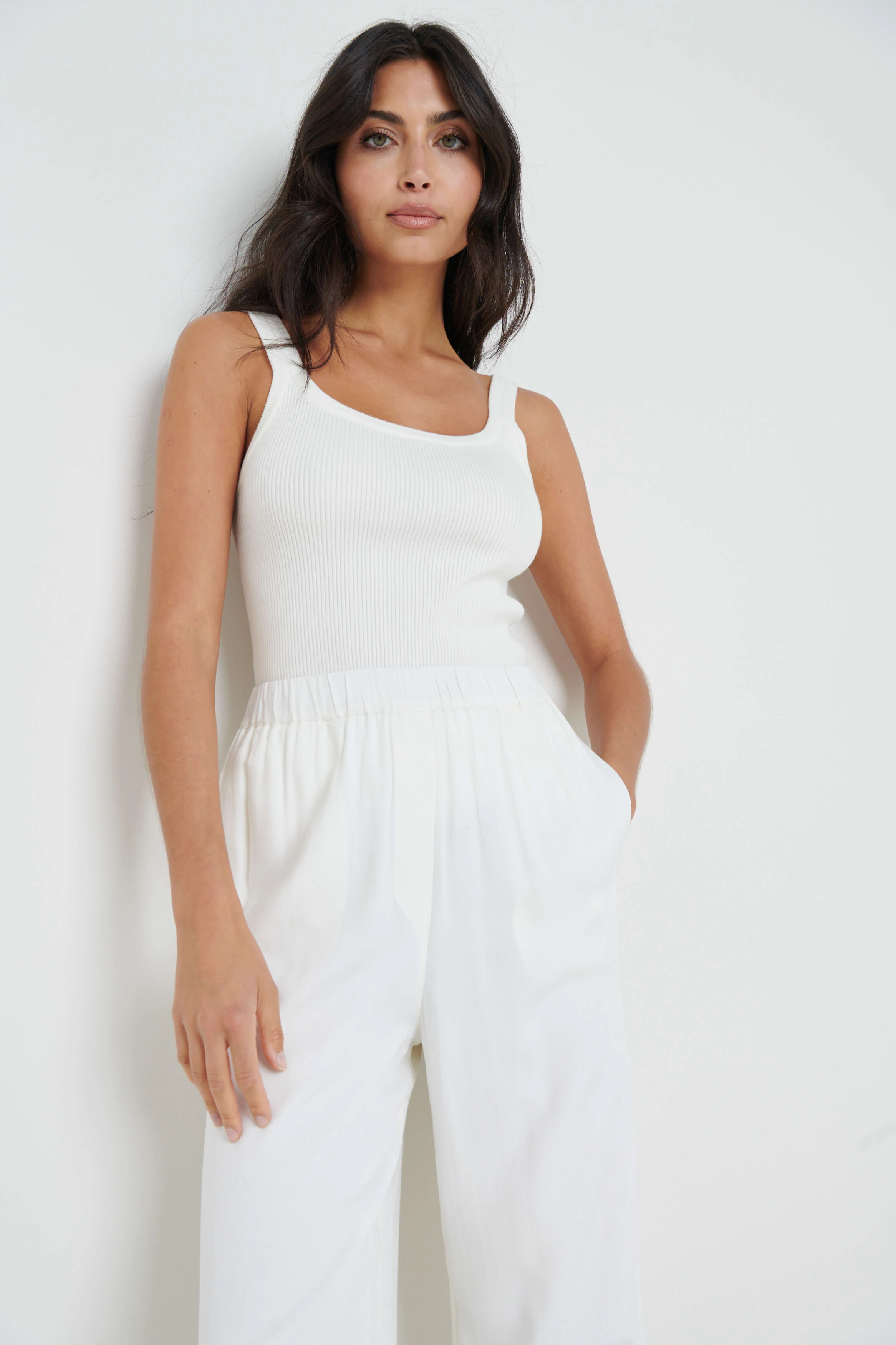 Jalen Relaxed Split Hem Trousers - Cream - Image 5
