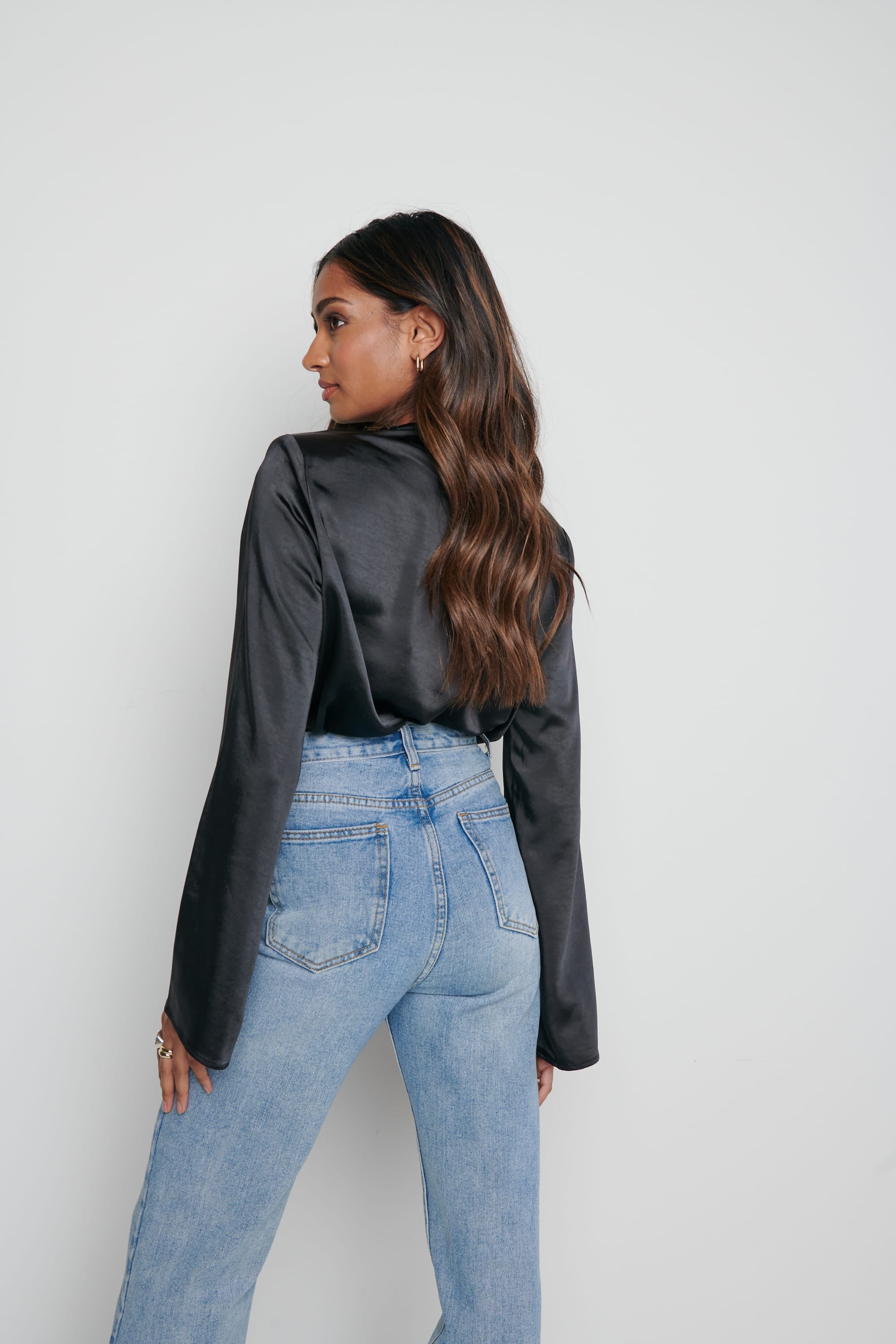 Jayda Cowl Neck Blouse- Black - Image 3