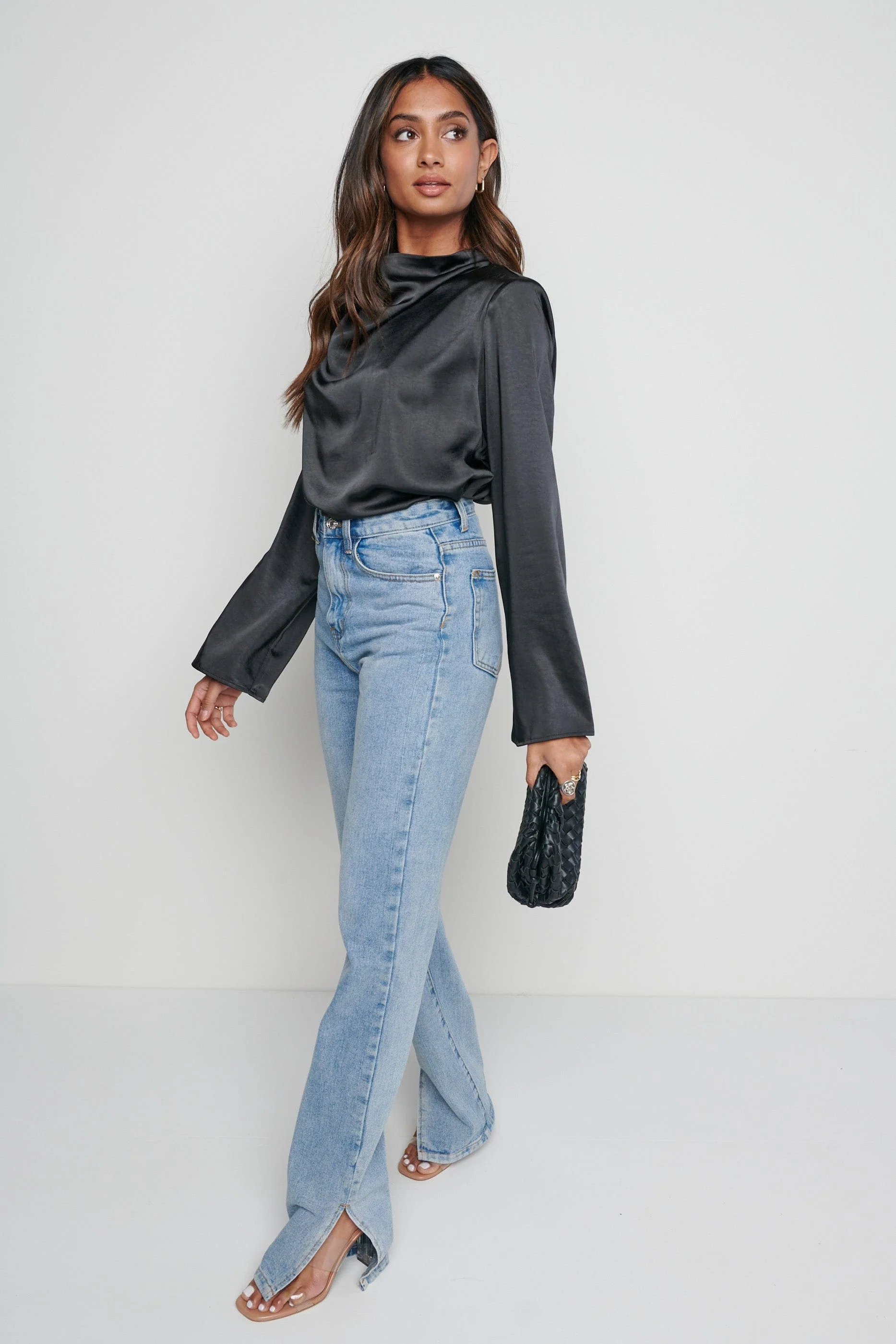 Jayda Cowl Neck Blouse- Black - Image 4