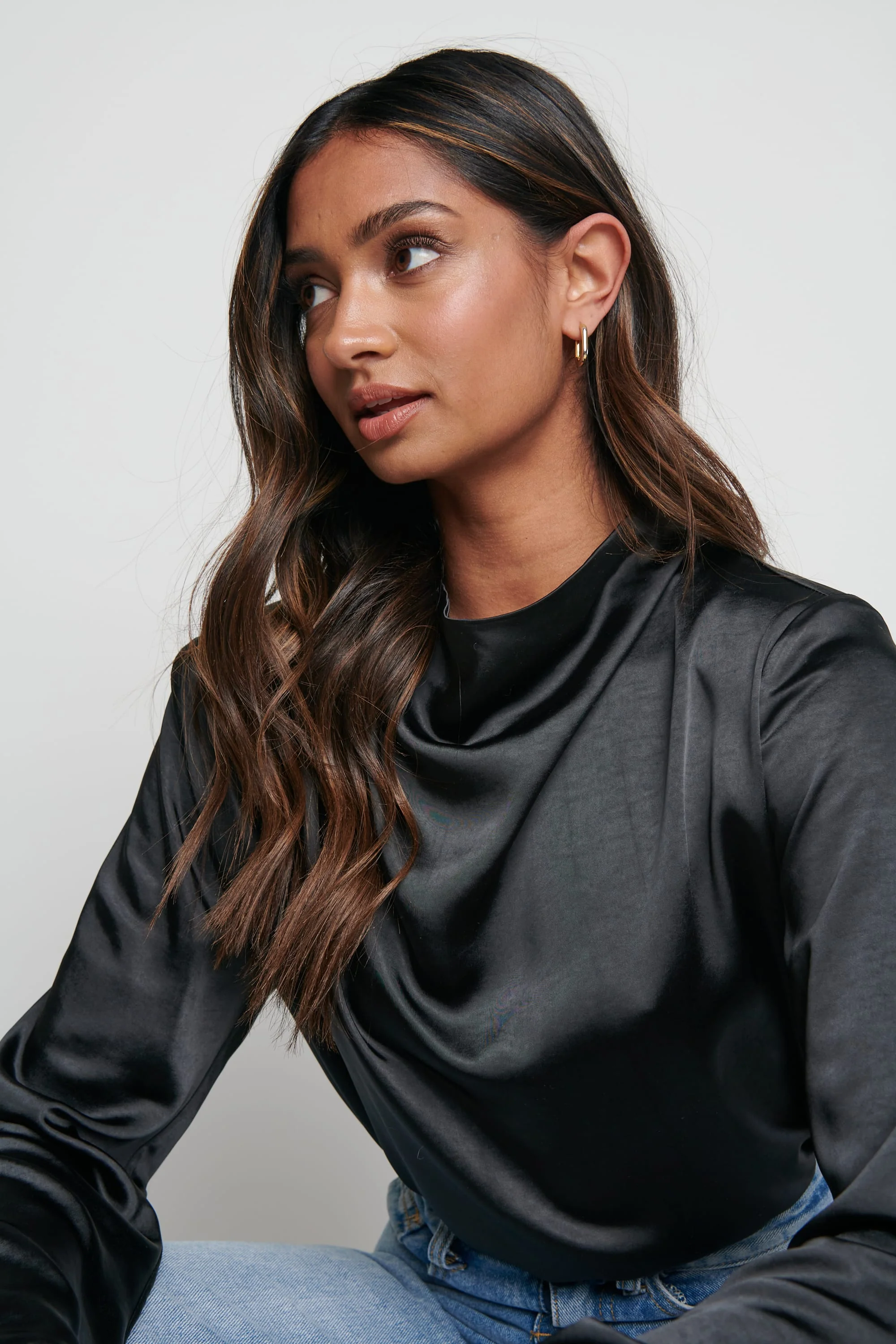 Jayda Cowl Neck Blouse- Black - Image 5