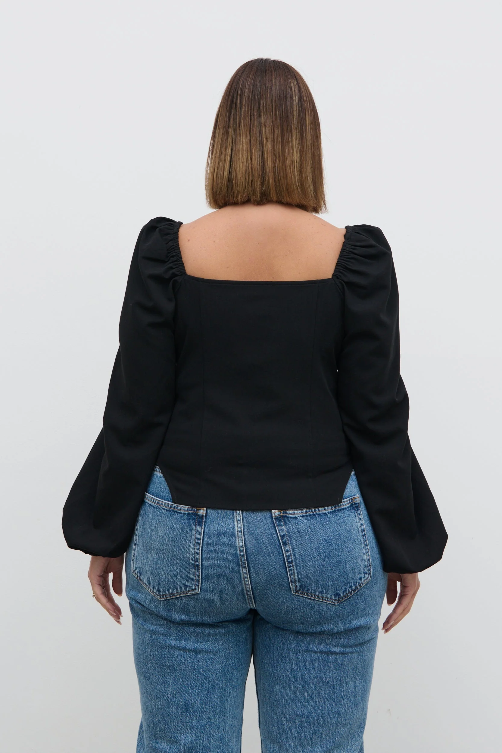 Jemima Exaggerated Bow Top Curve - Black - Image 5