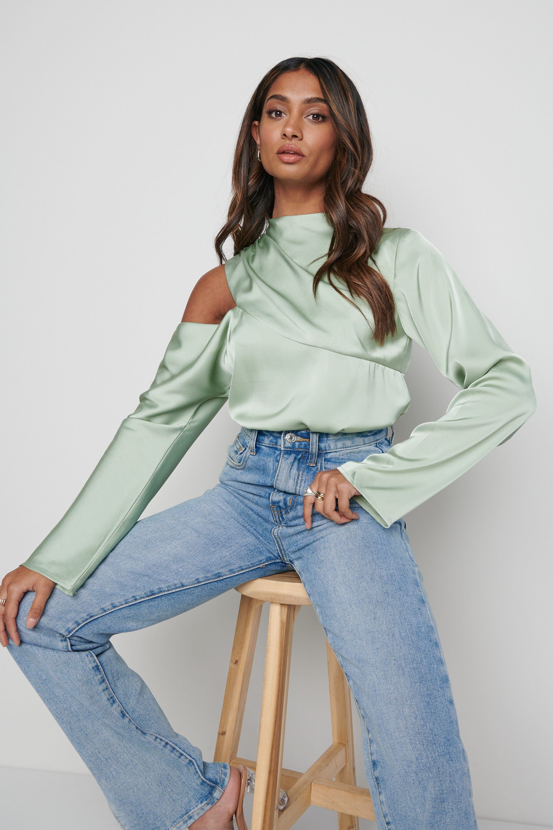 Jett Asymmetric Blouse - Mint - Image 3